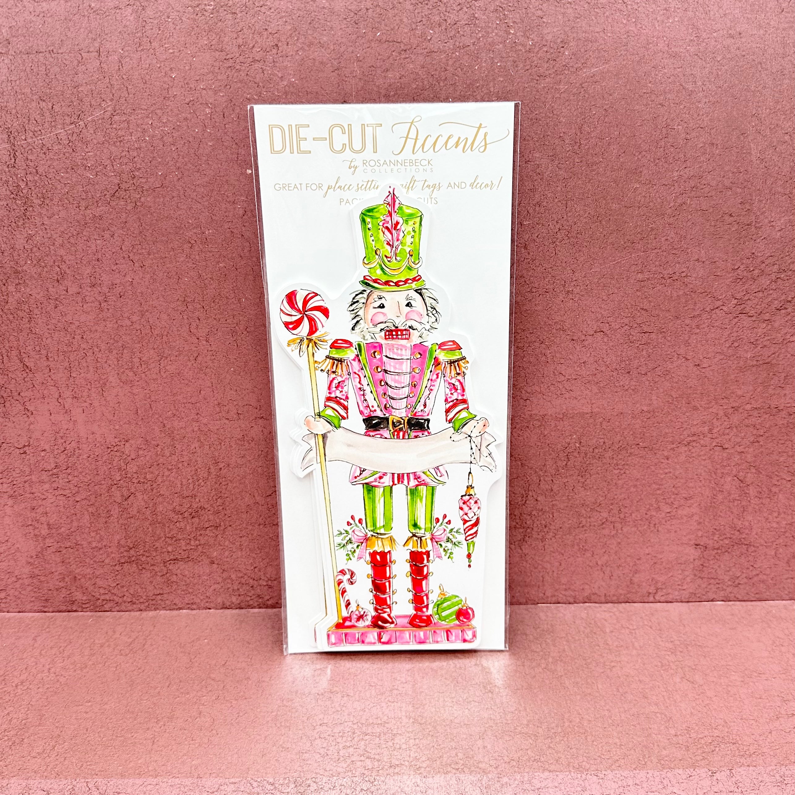 Pink Peppermint Nutcracker with Banner Die Cut Accents