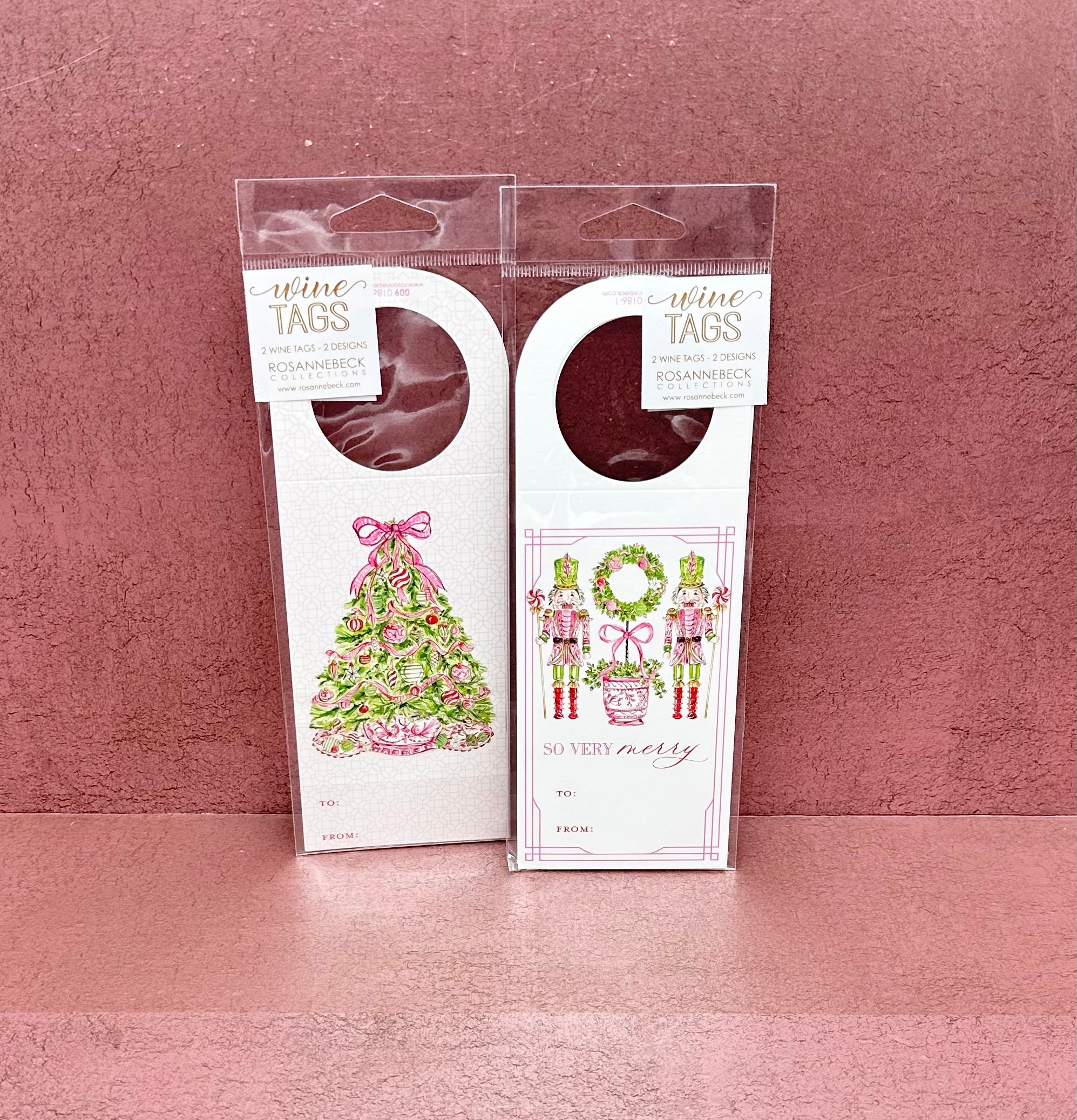 Pink Peppermint Nutcracker Wine Tag