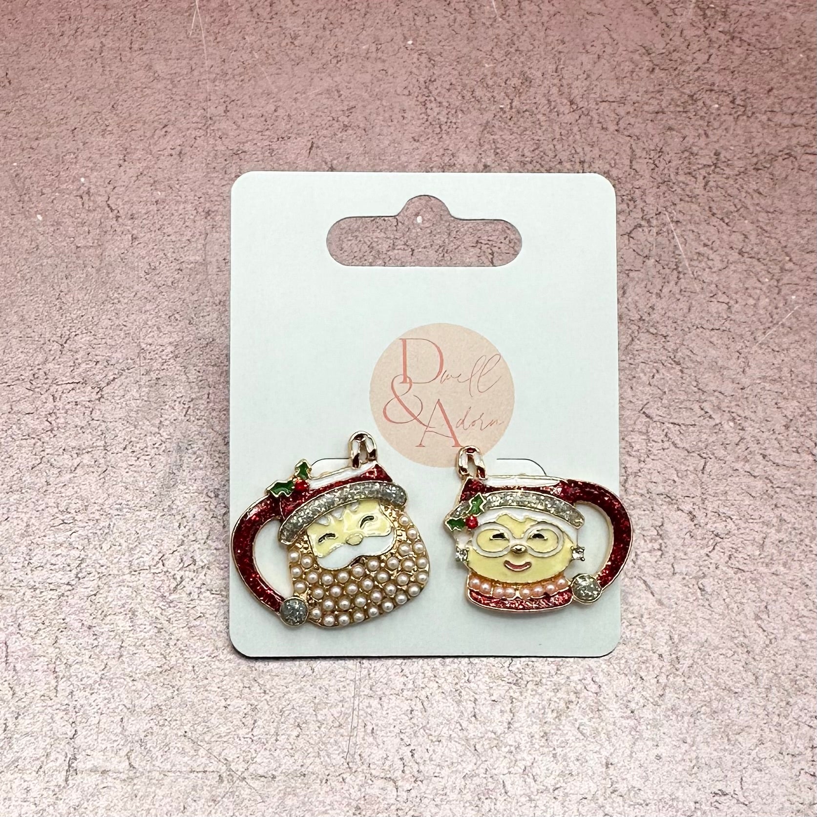 Mr. & Mrs. Claus Mug Stud Earrings