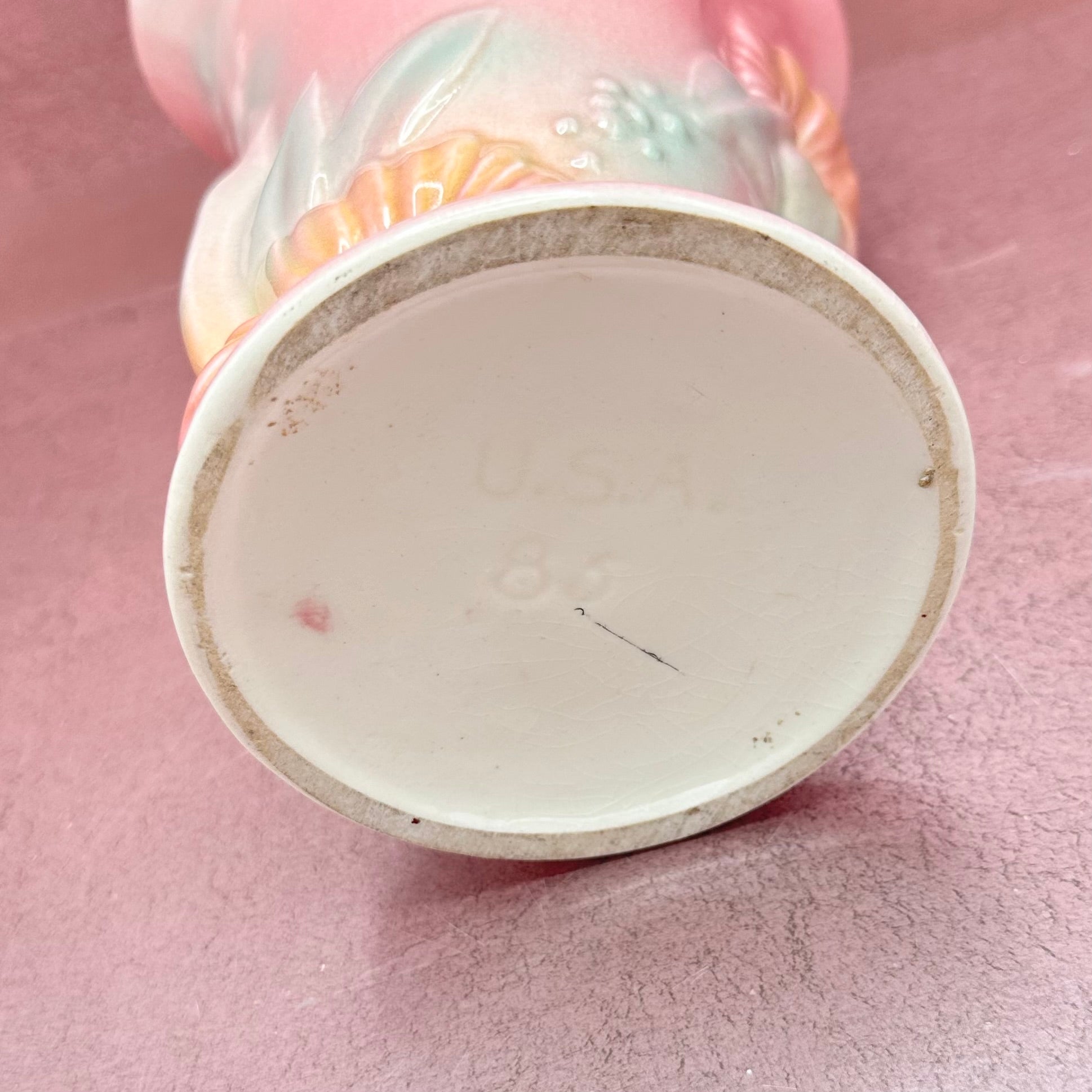 Hull Pink Crane Vase w/ Hibiscus