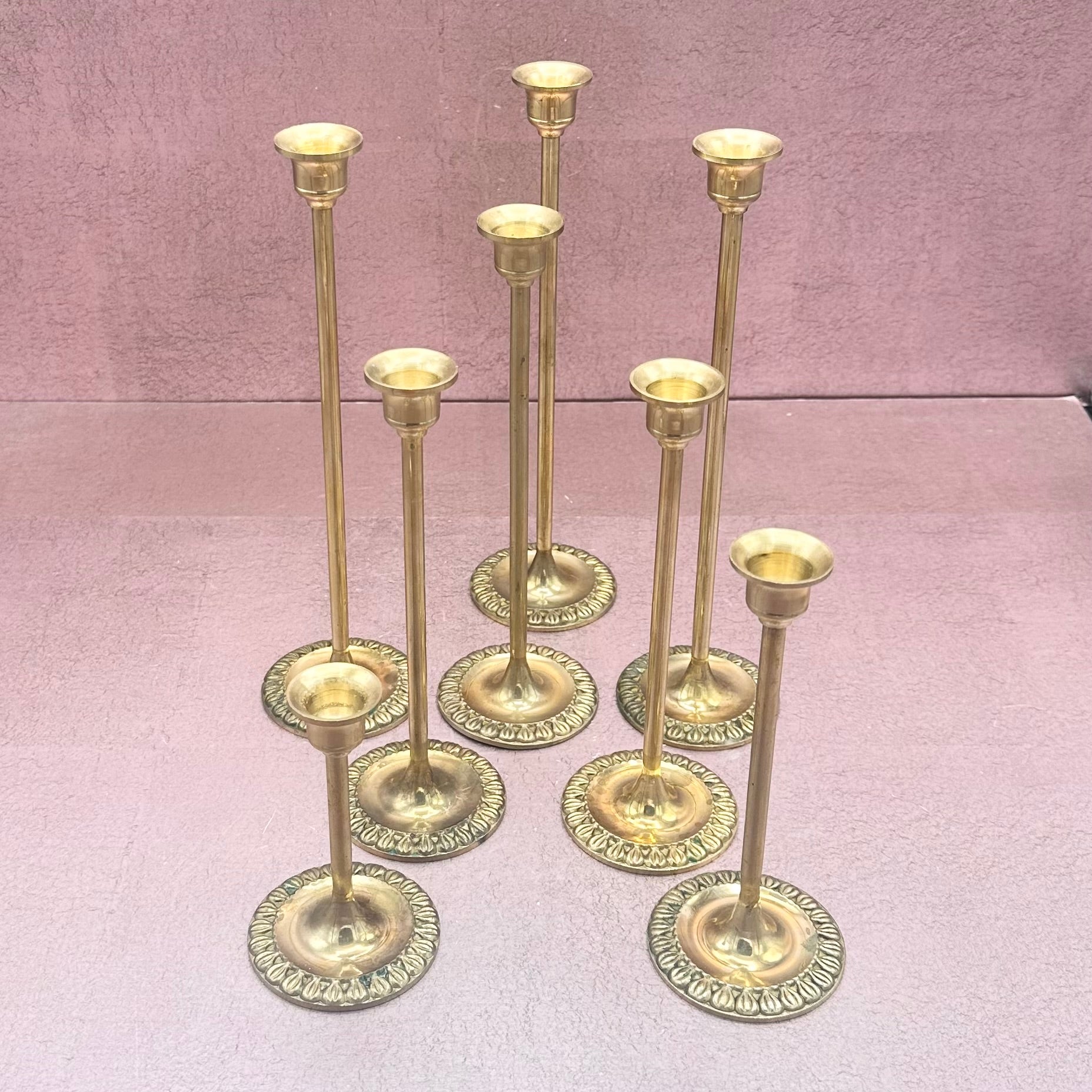 MCM Graduated Brass Candlesticks