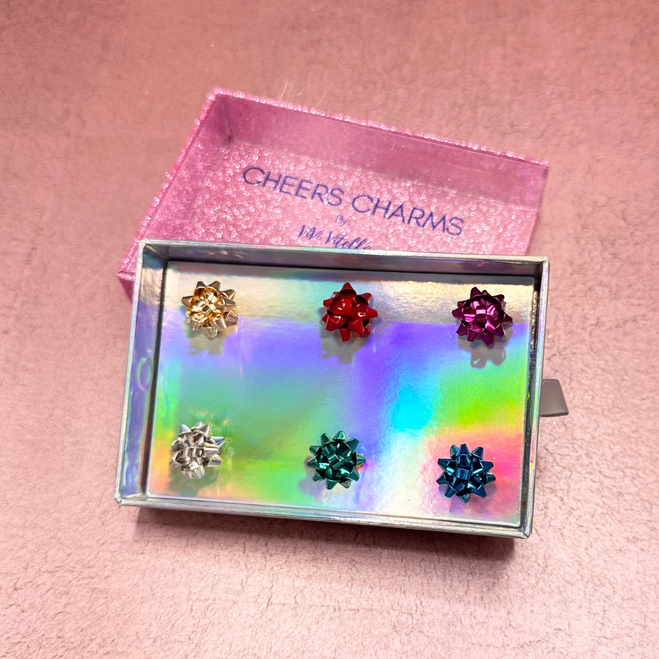 Christmas/Birthday Bow Cheers Charms Set of 6