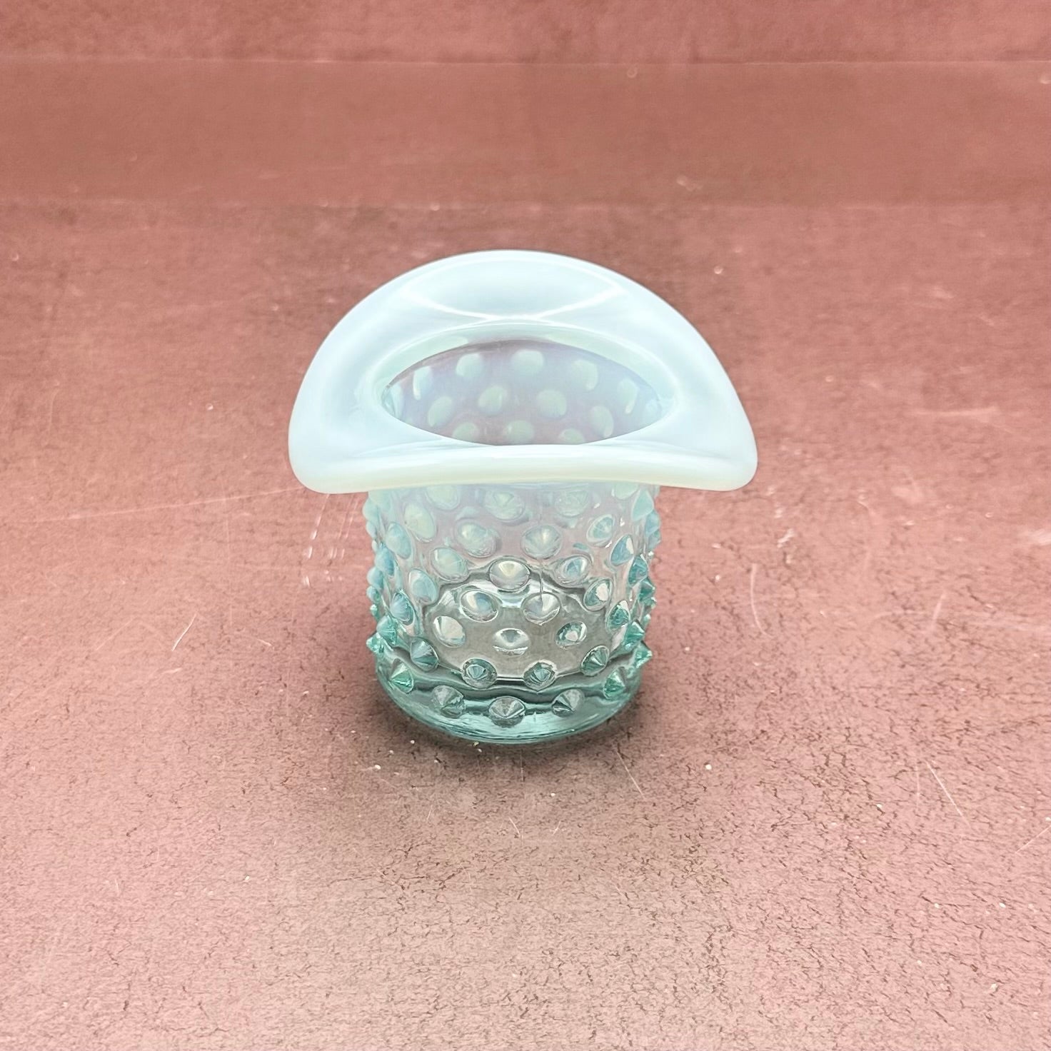 Pastel Aqua Hobnail Glass Hat