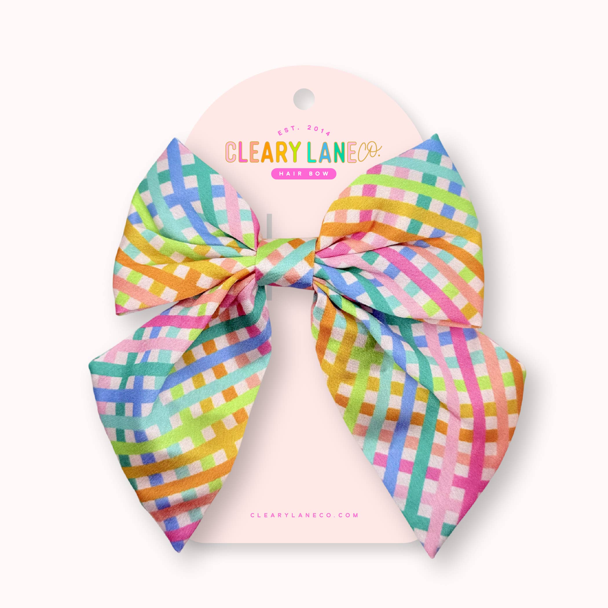 Rainbow Cross Stitch Hair Bow