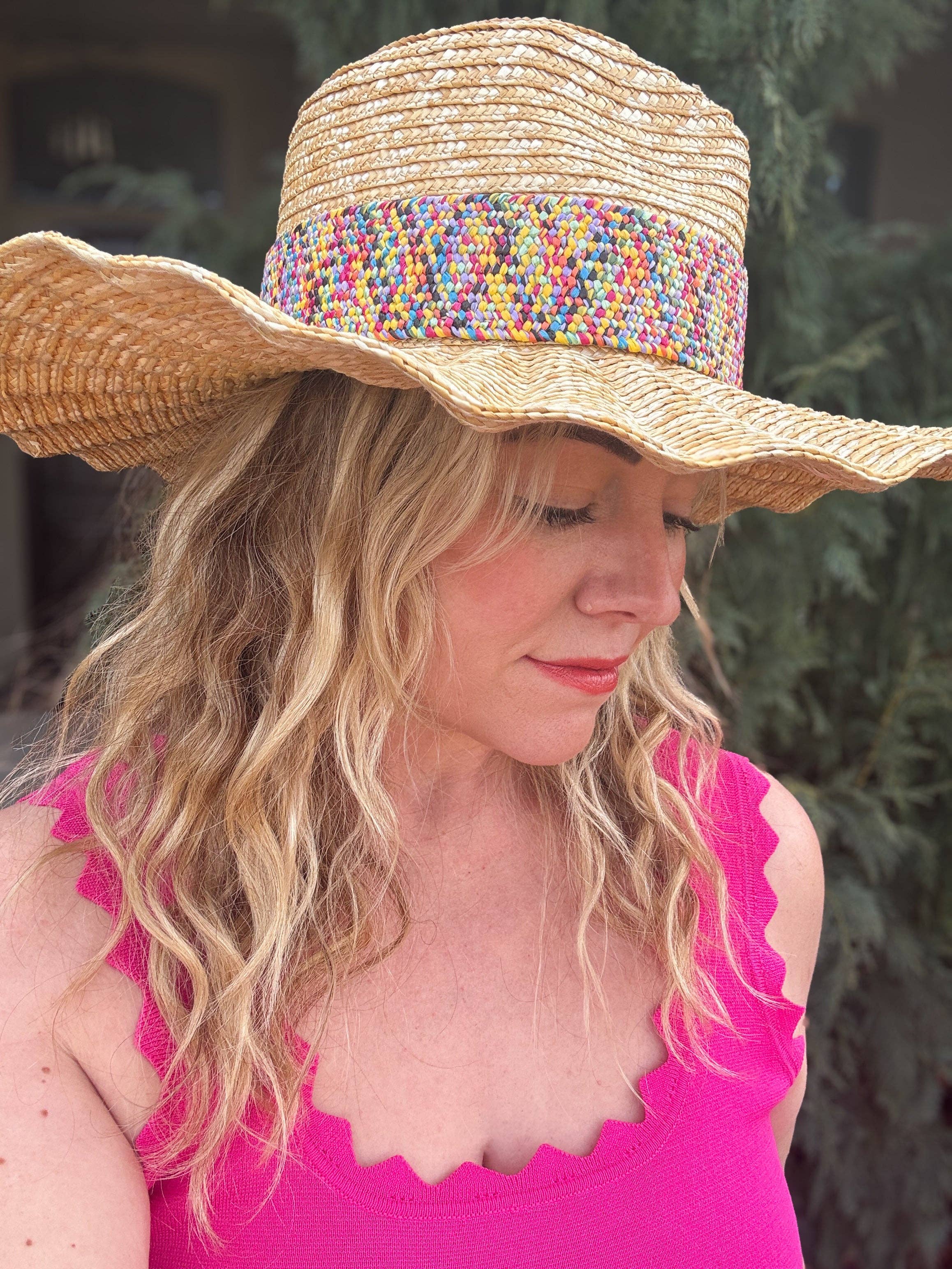 Bekah Wavey Brimmed Raffia Hat