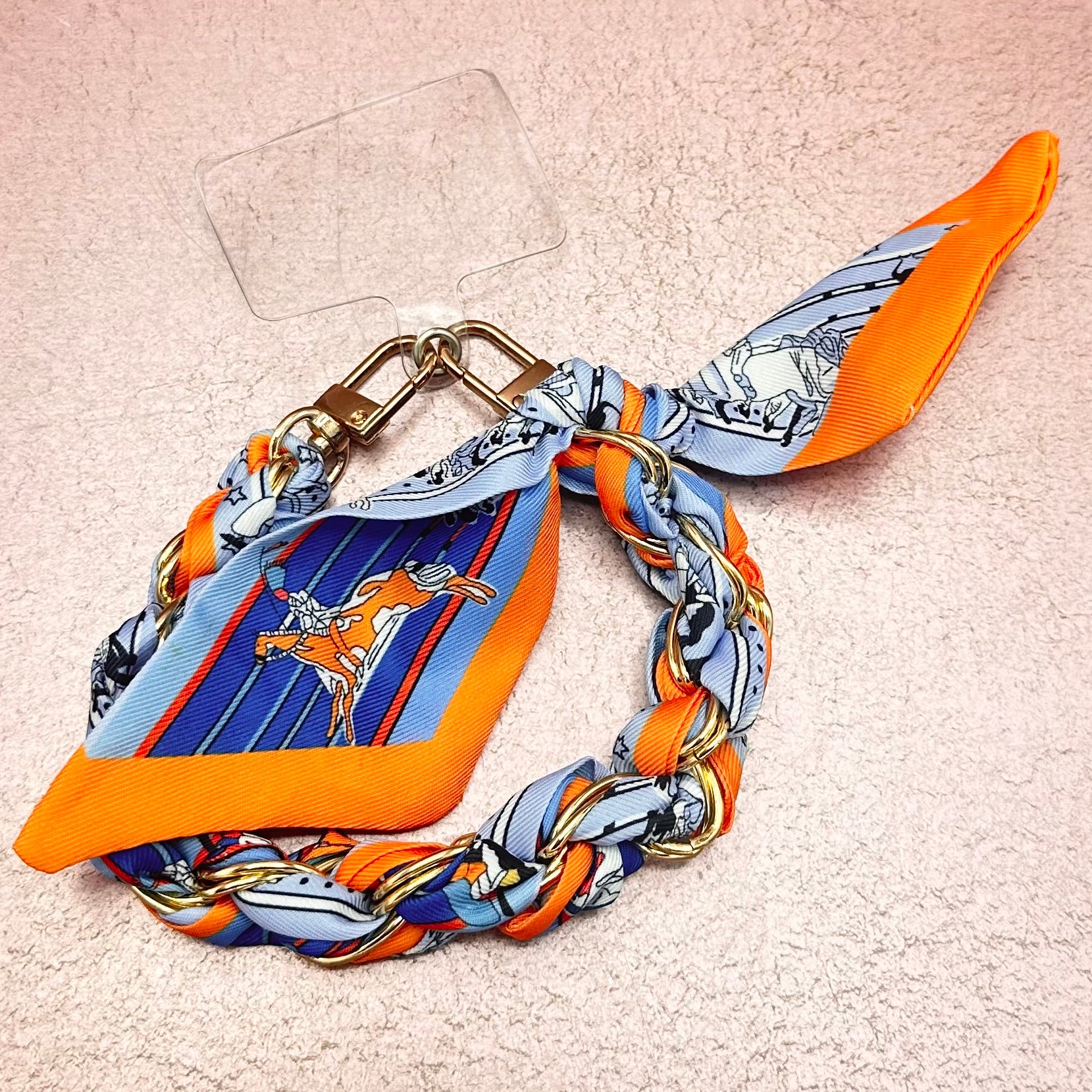 Blue & Orange Scarf Chain Phone Purse Chain