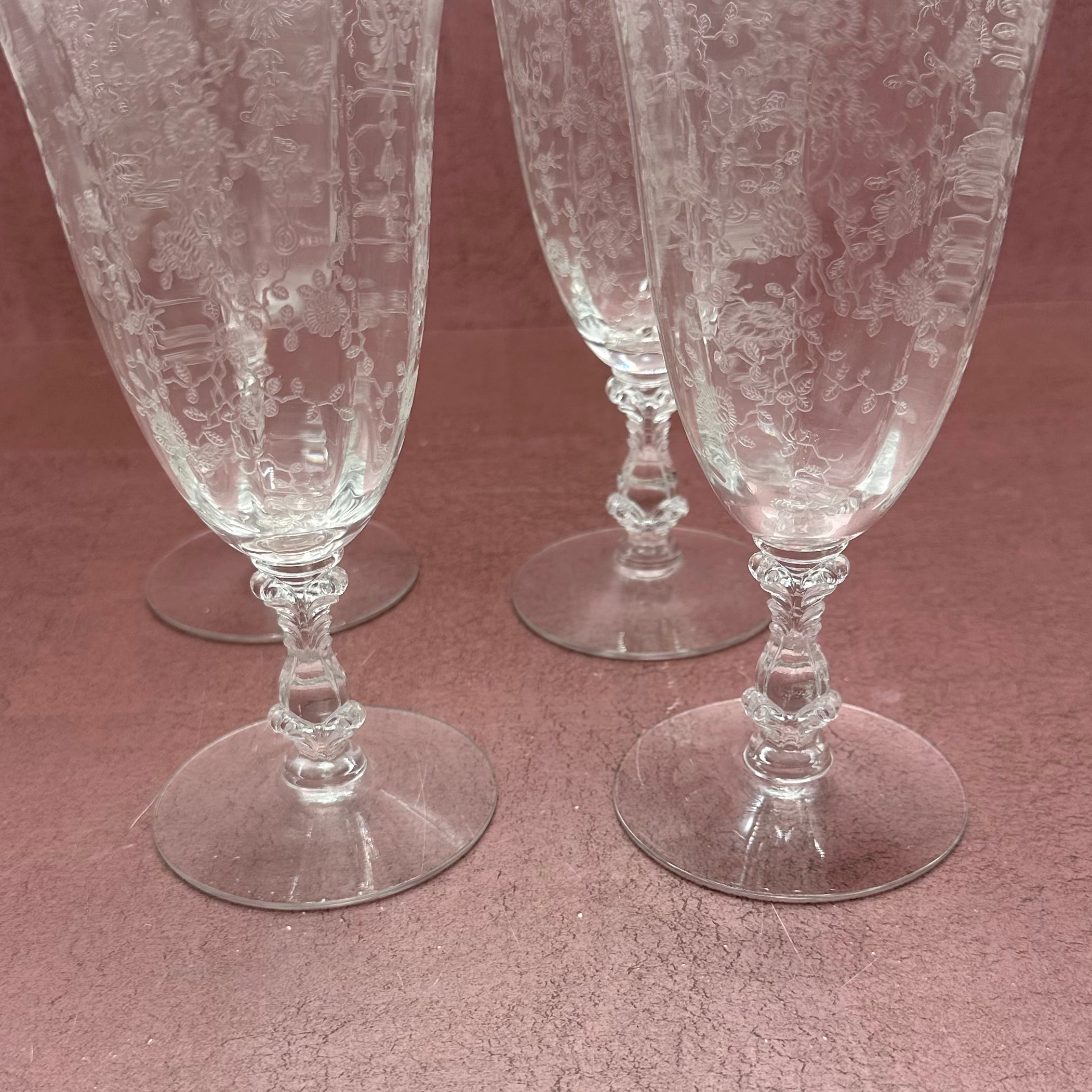 Cambridge Crystal Rose Point Ice Tea Glasses