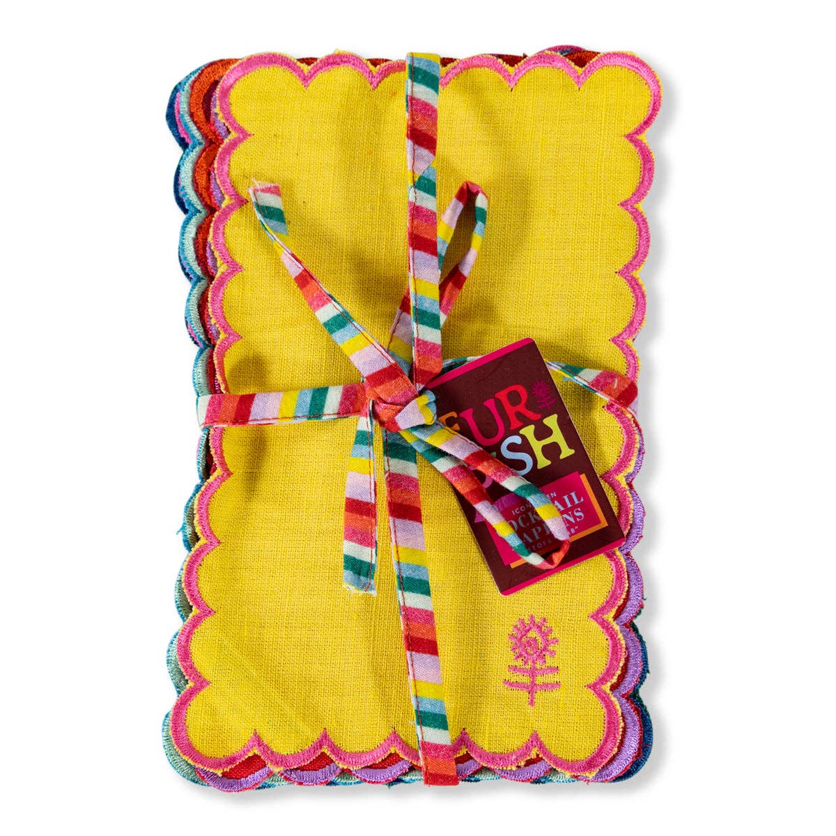 Icon Linen Cocktail Napkins Set of 6 Rainbow
