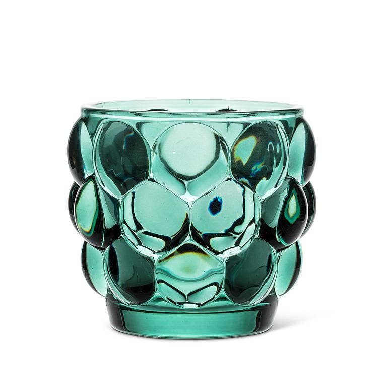 Small Teal Bubble Votive w/ Matches