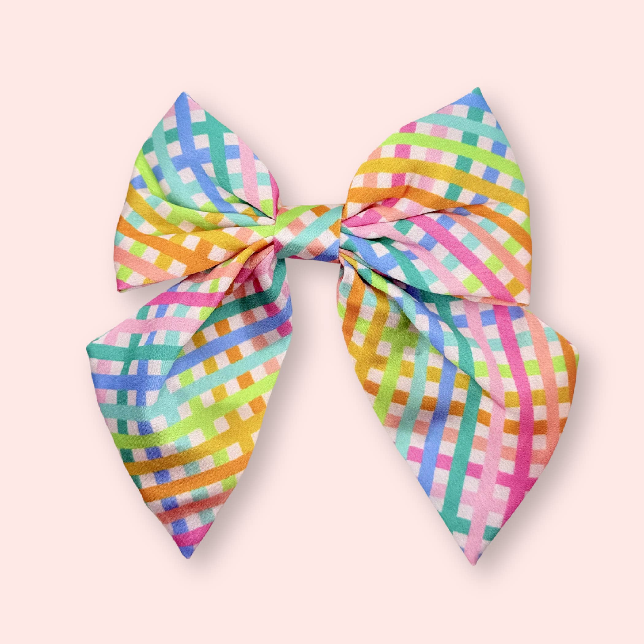 Rainbow Cross Stitch Hair Bow