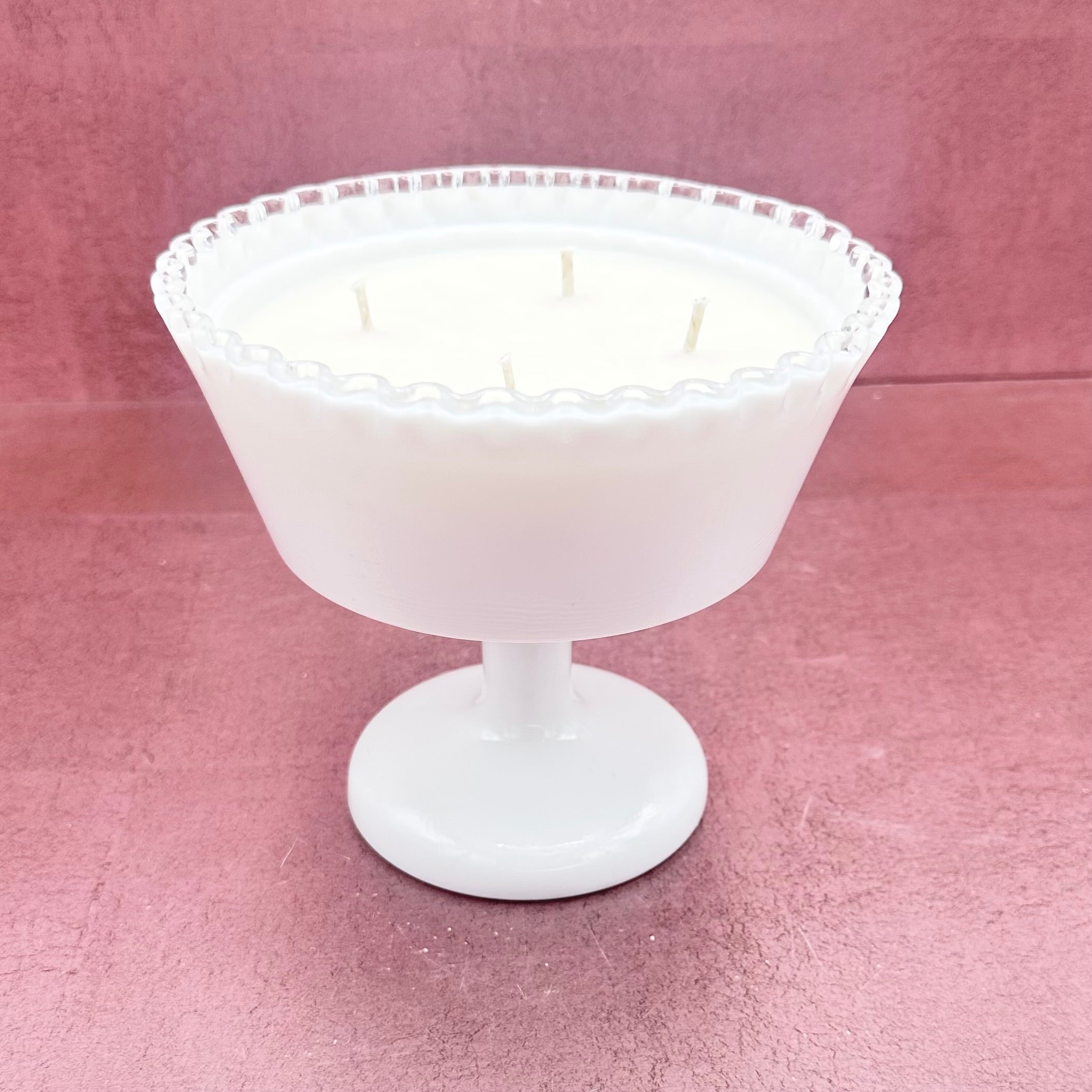 Large Fenton Milk Glass Compote Candle