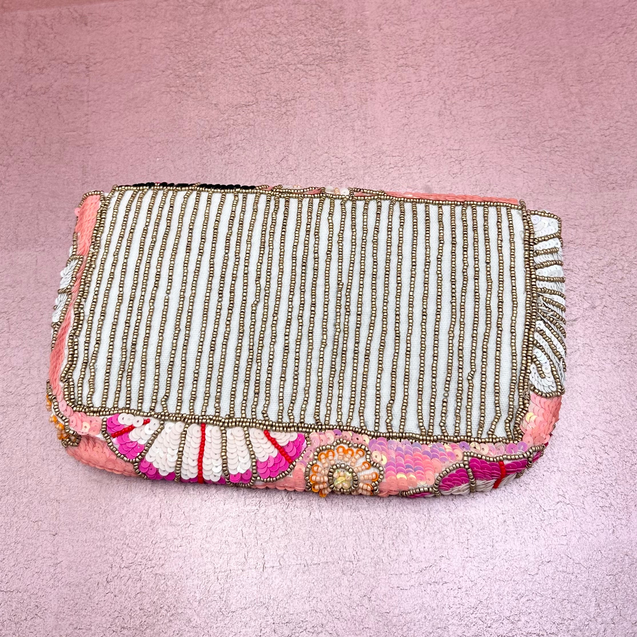 Floral Double Sided Beaded Clutch