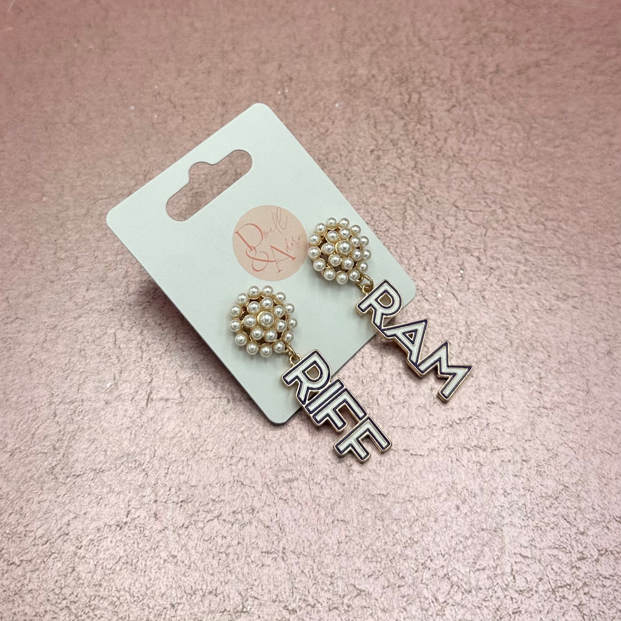 TCU Riff Ram Pearl Cluster Drop Earrings