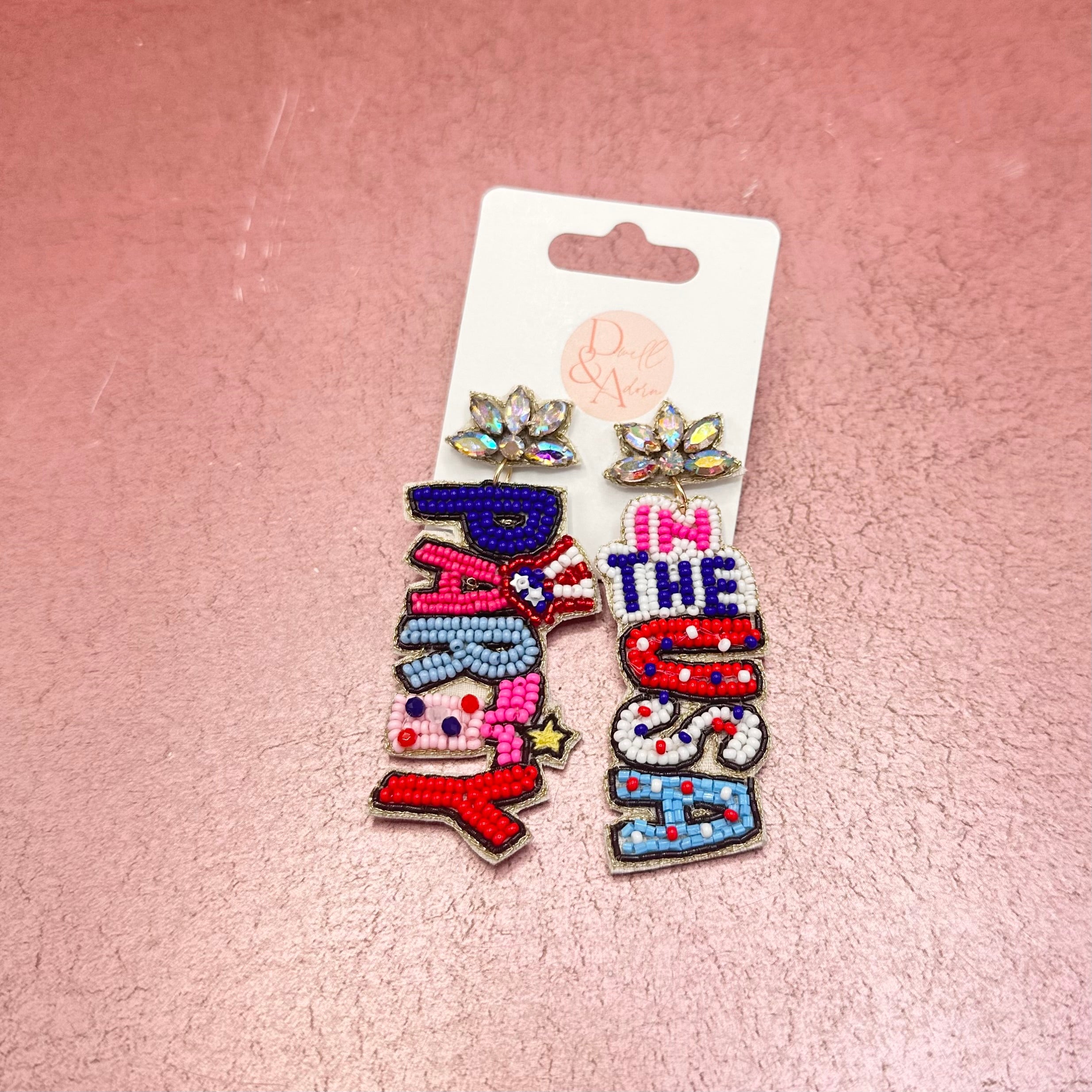Party in the USA Patriotic Beaded Earrings