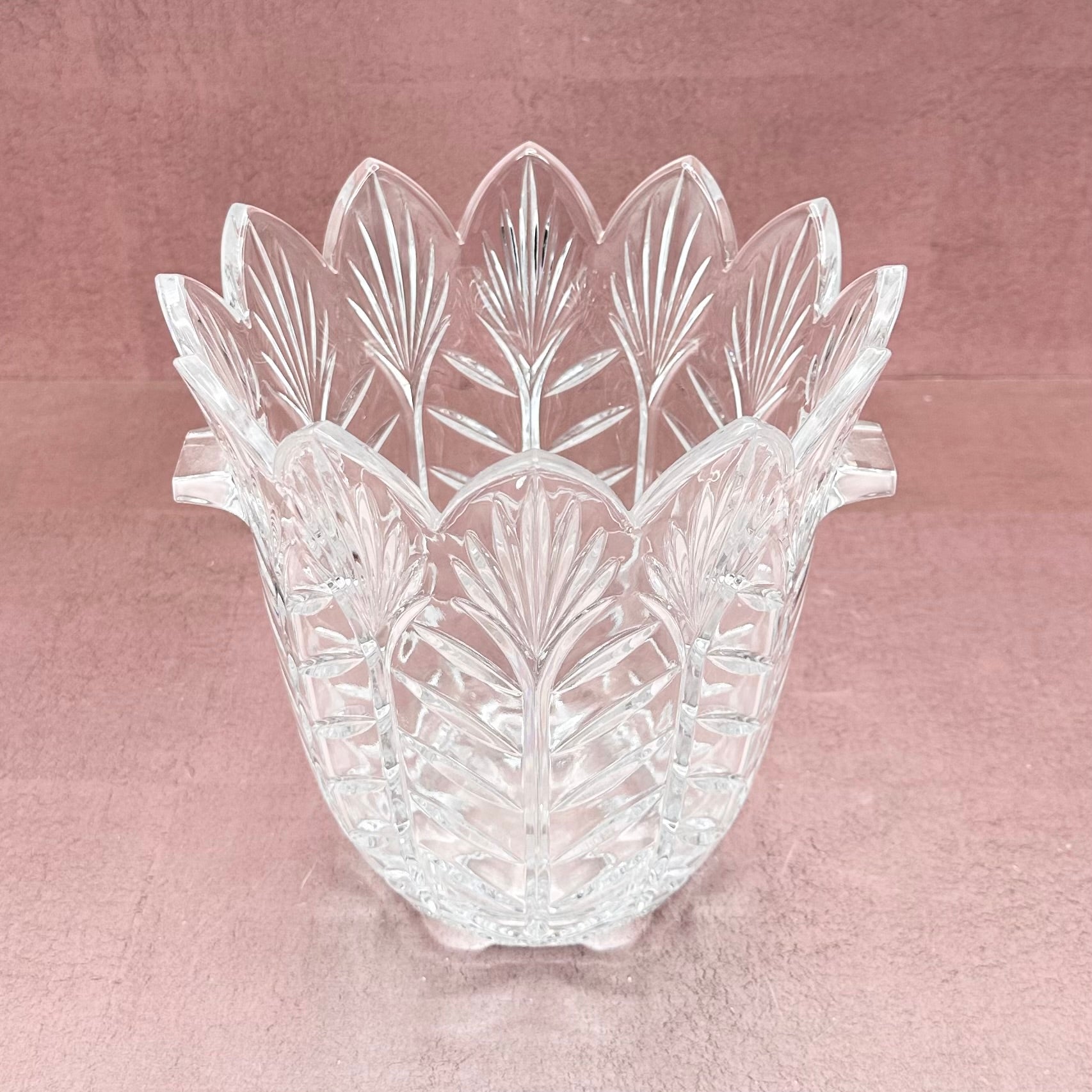 Vintage Crystal MCM Etched Ice Bucket
