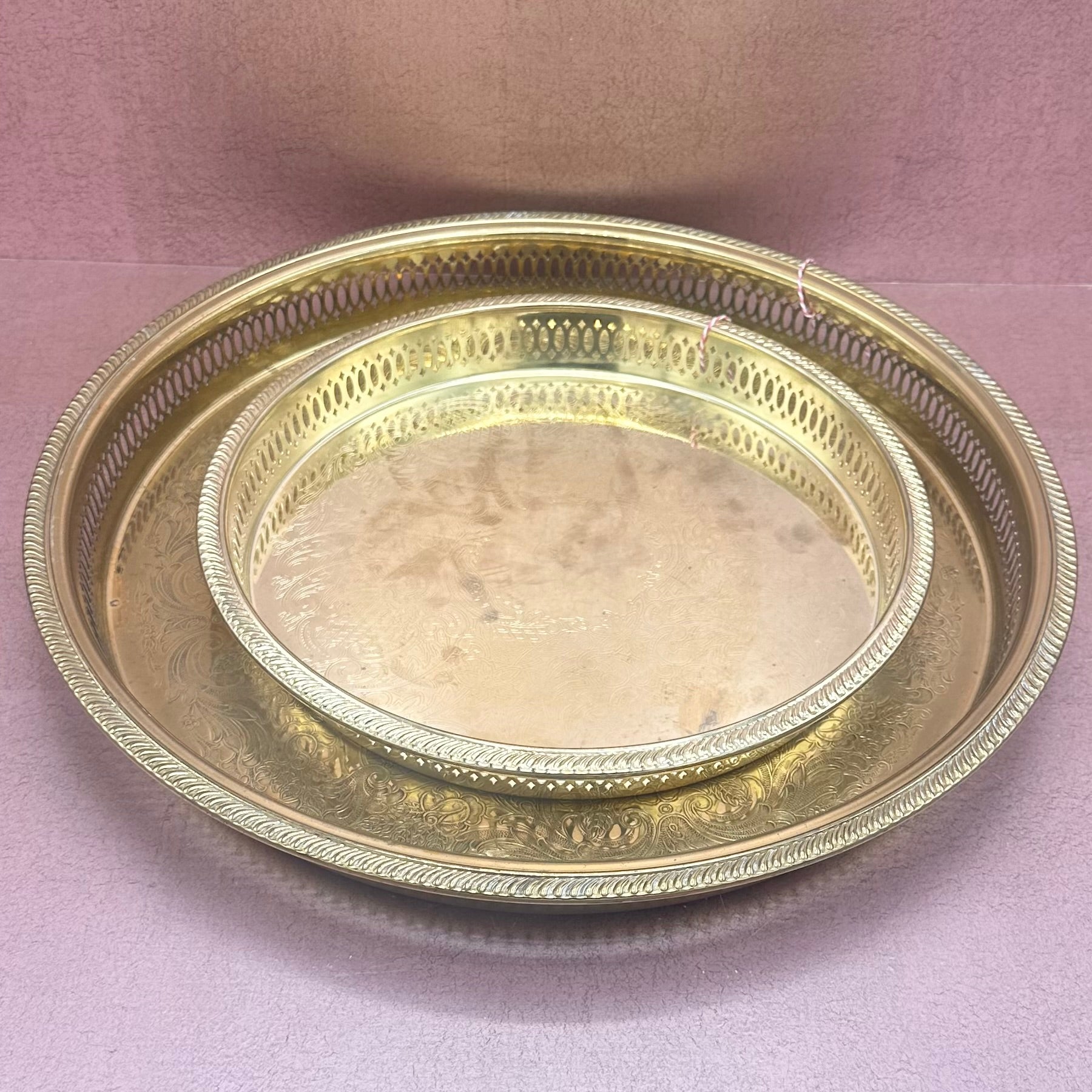Round Reticulated Brass Tray