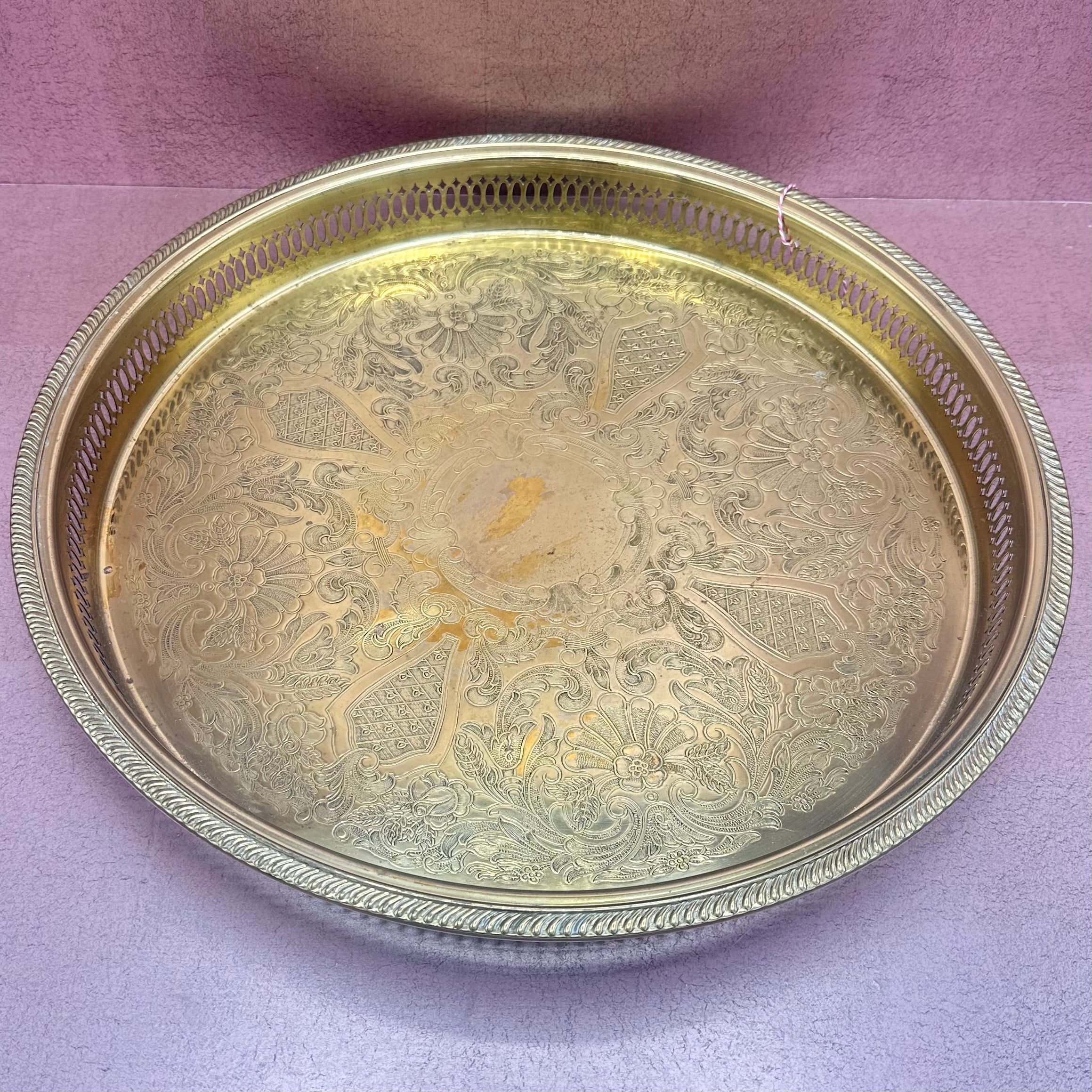 Round Reticulated Brass Tray