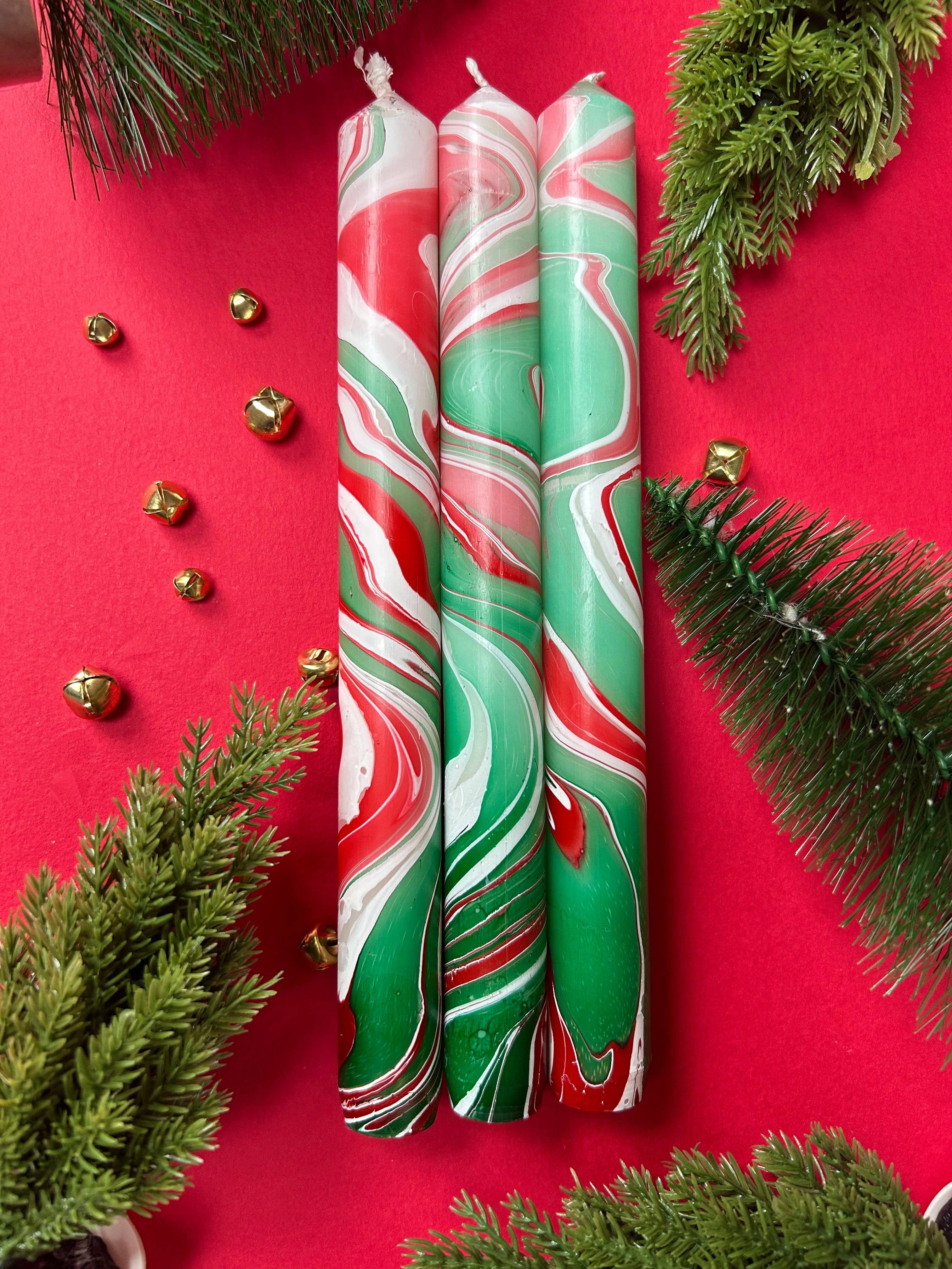 Holly Jolly Marble Candles