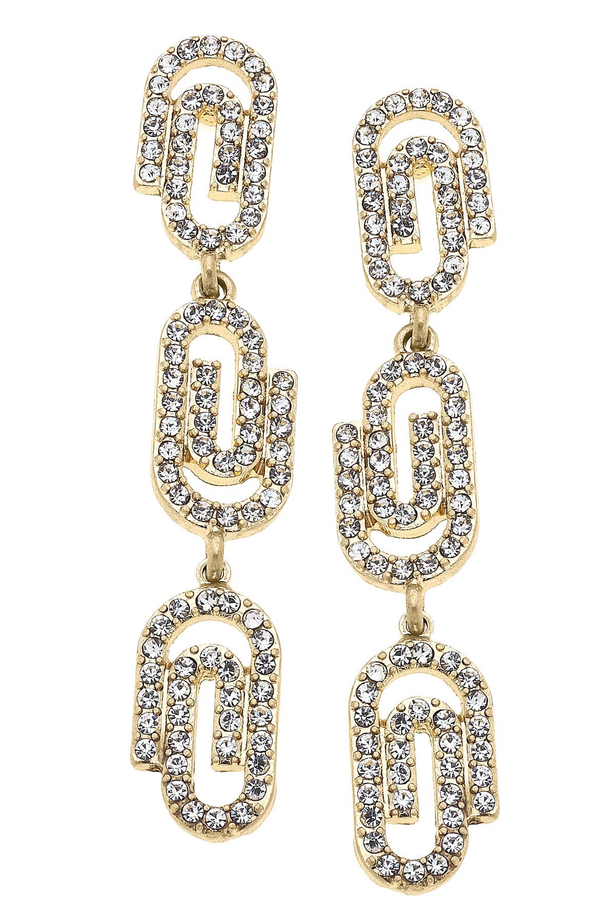 Pave Linked Paperclips Earrings