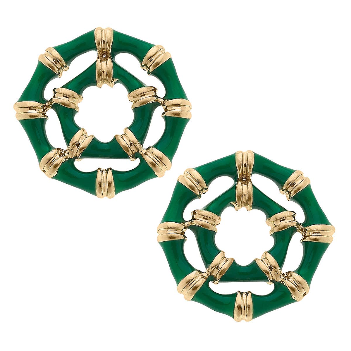 Lilly Bamboo Green Stud Earrings
