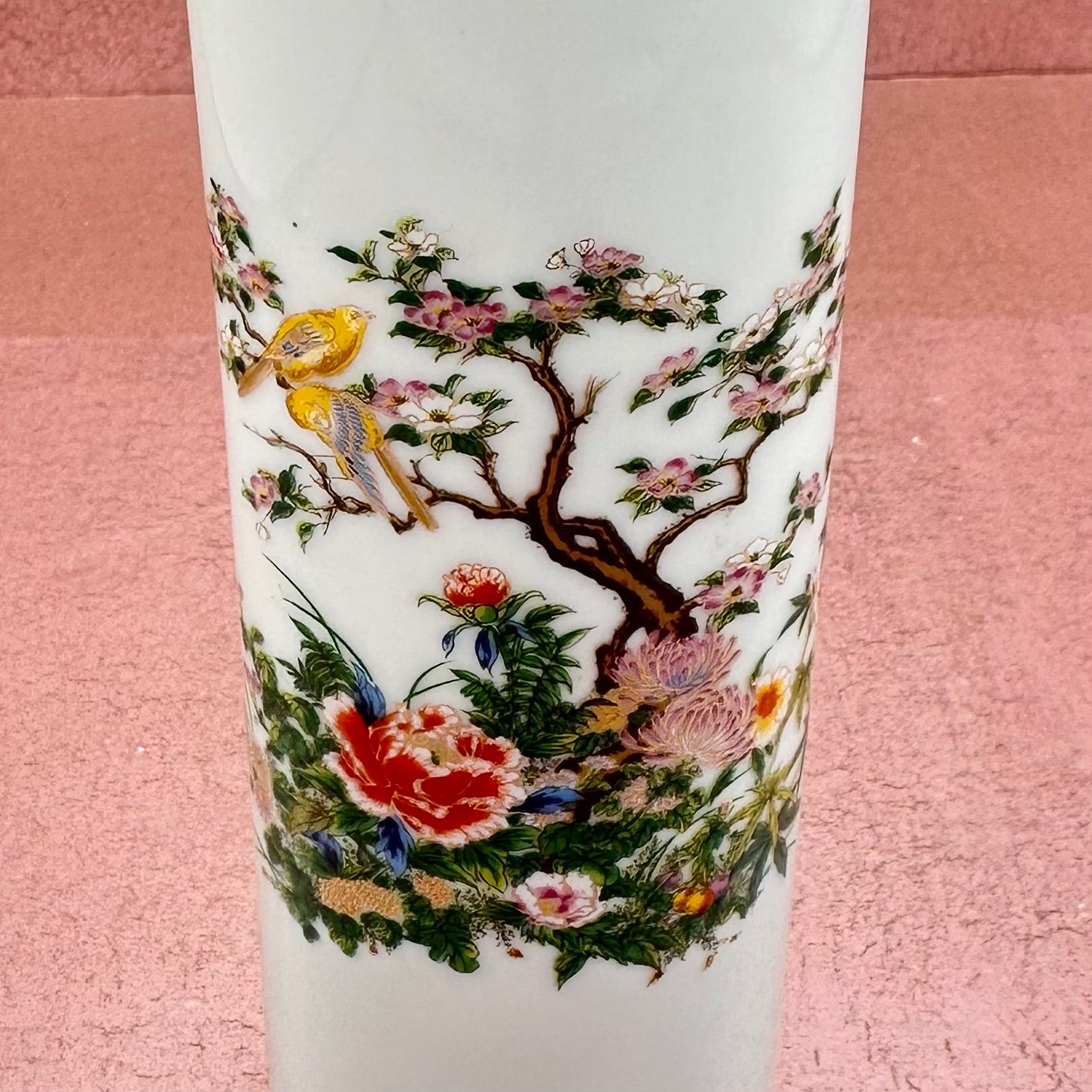 Small Oval Floral & Bird Vase