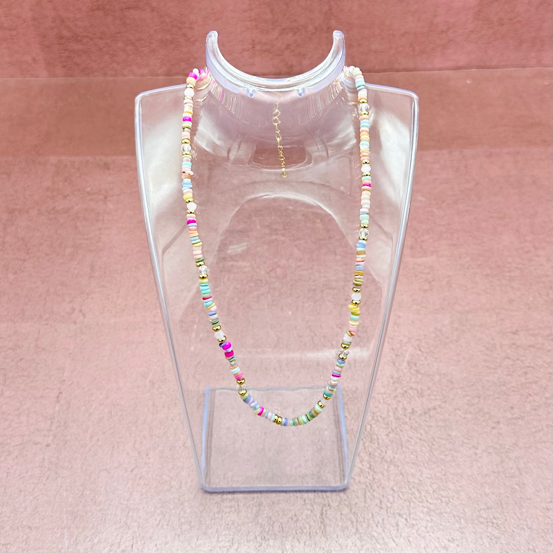 Pastel Rainbow Stone Bead Necklace