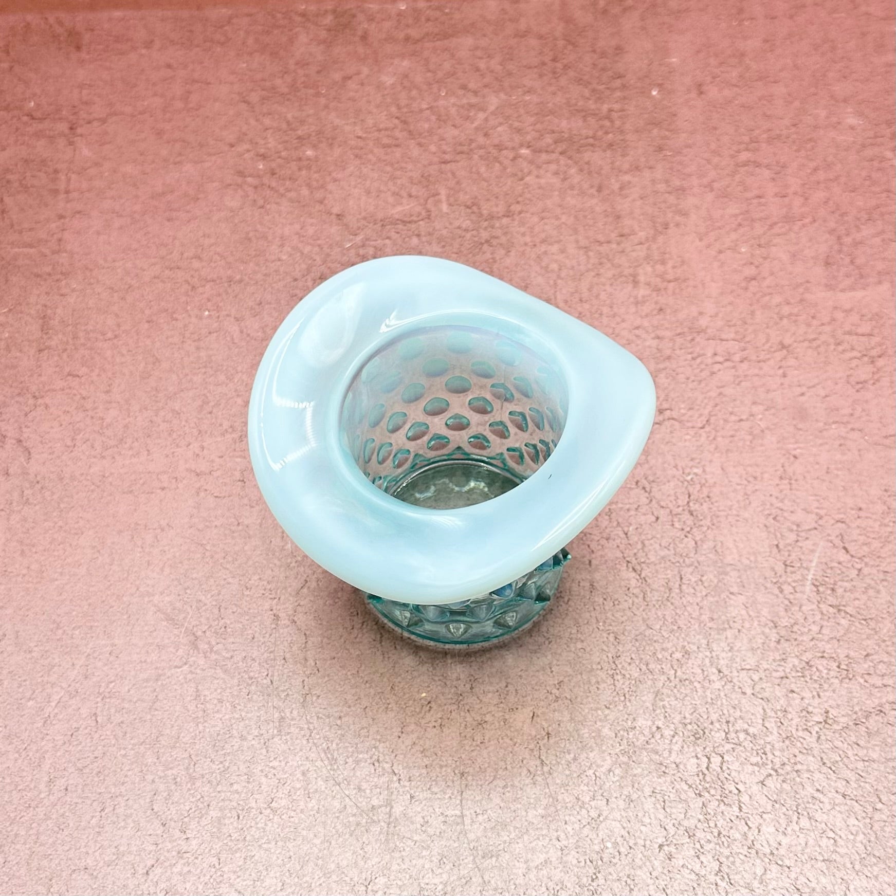 Pastel Aqua Hobnail Glass Hat