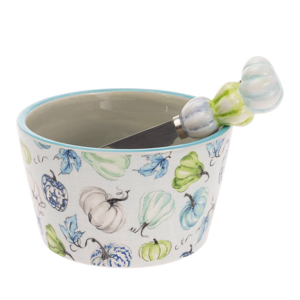 Chinoiserie Pumpkins Bowl & Spreader