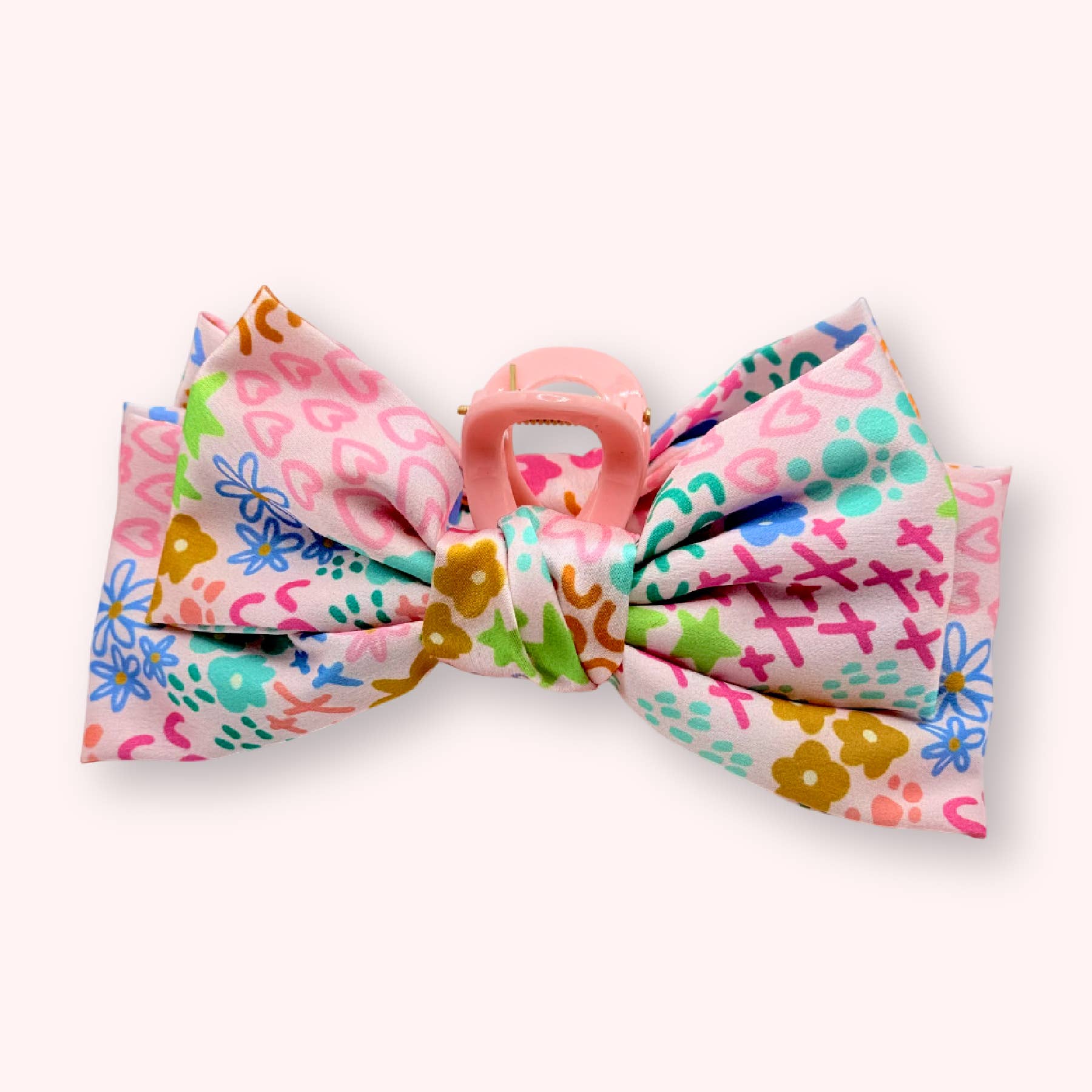 Rainbow Garden Bow Claw Clip