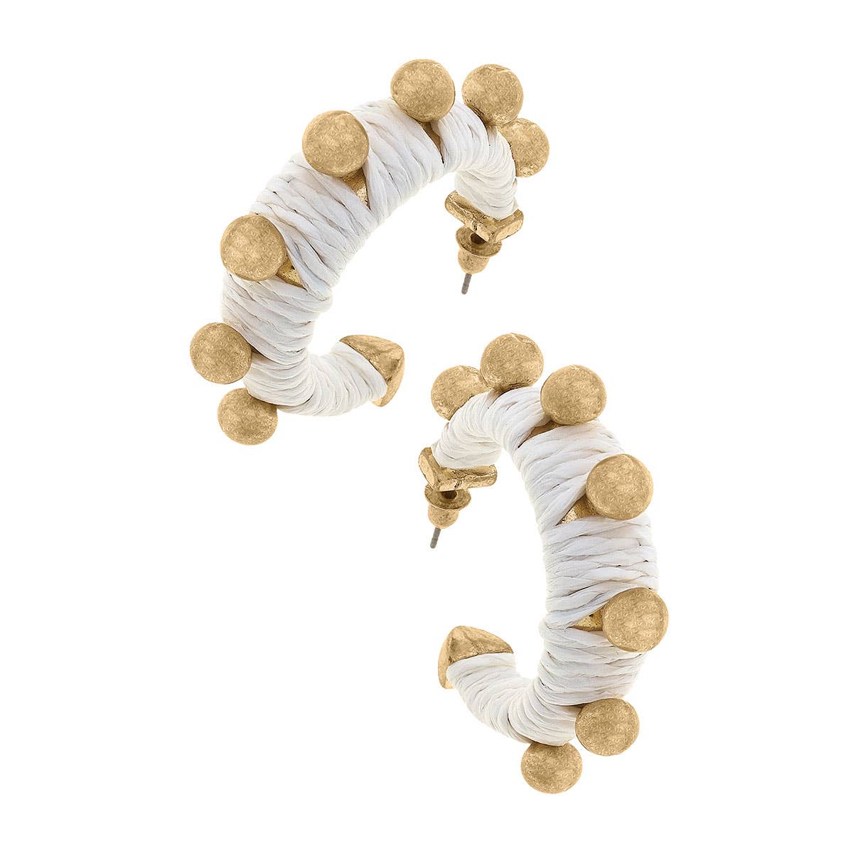 Ibiza Studded Raffia Hoop Earrings