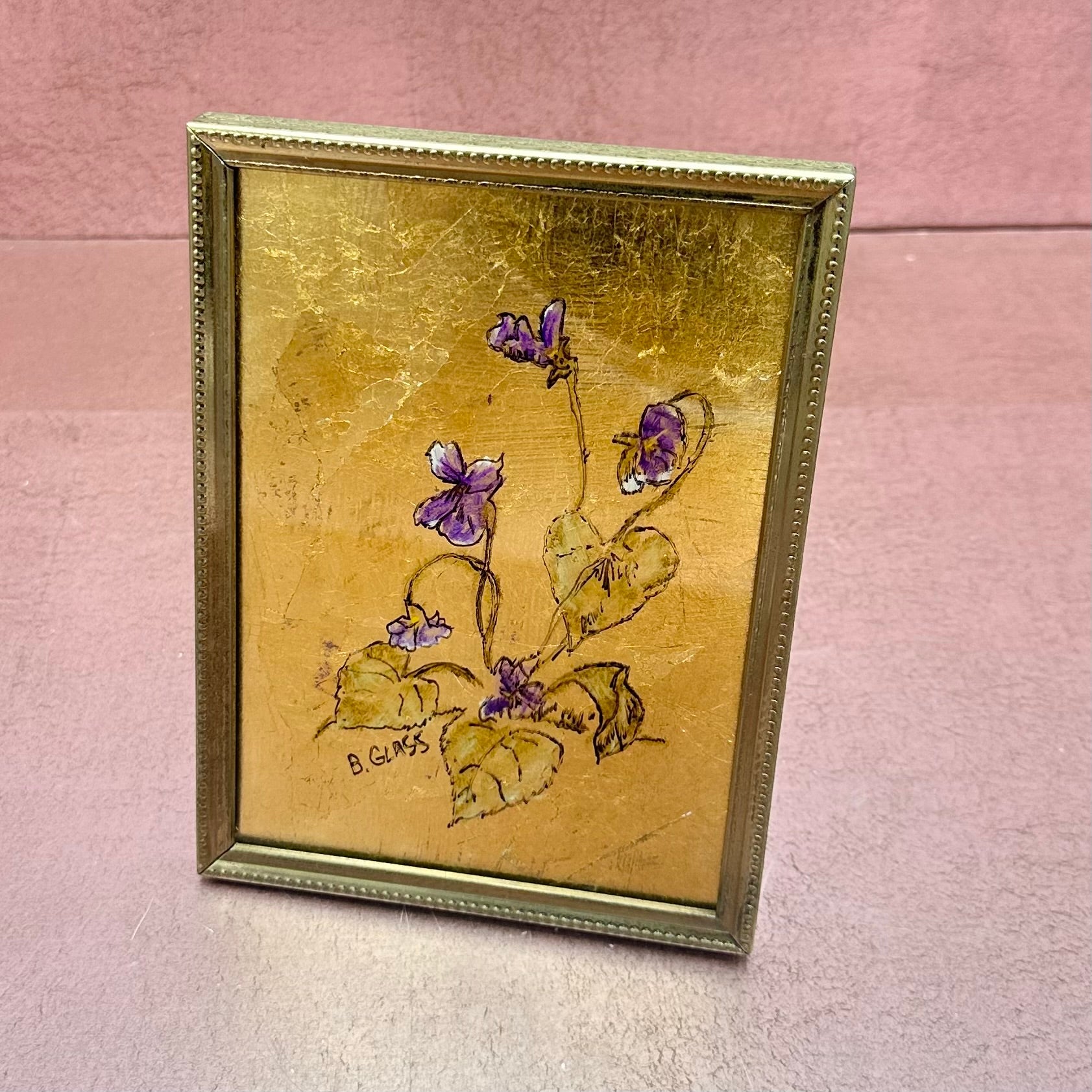 Framed Gold Foil Flower Artwork