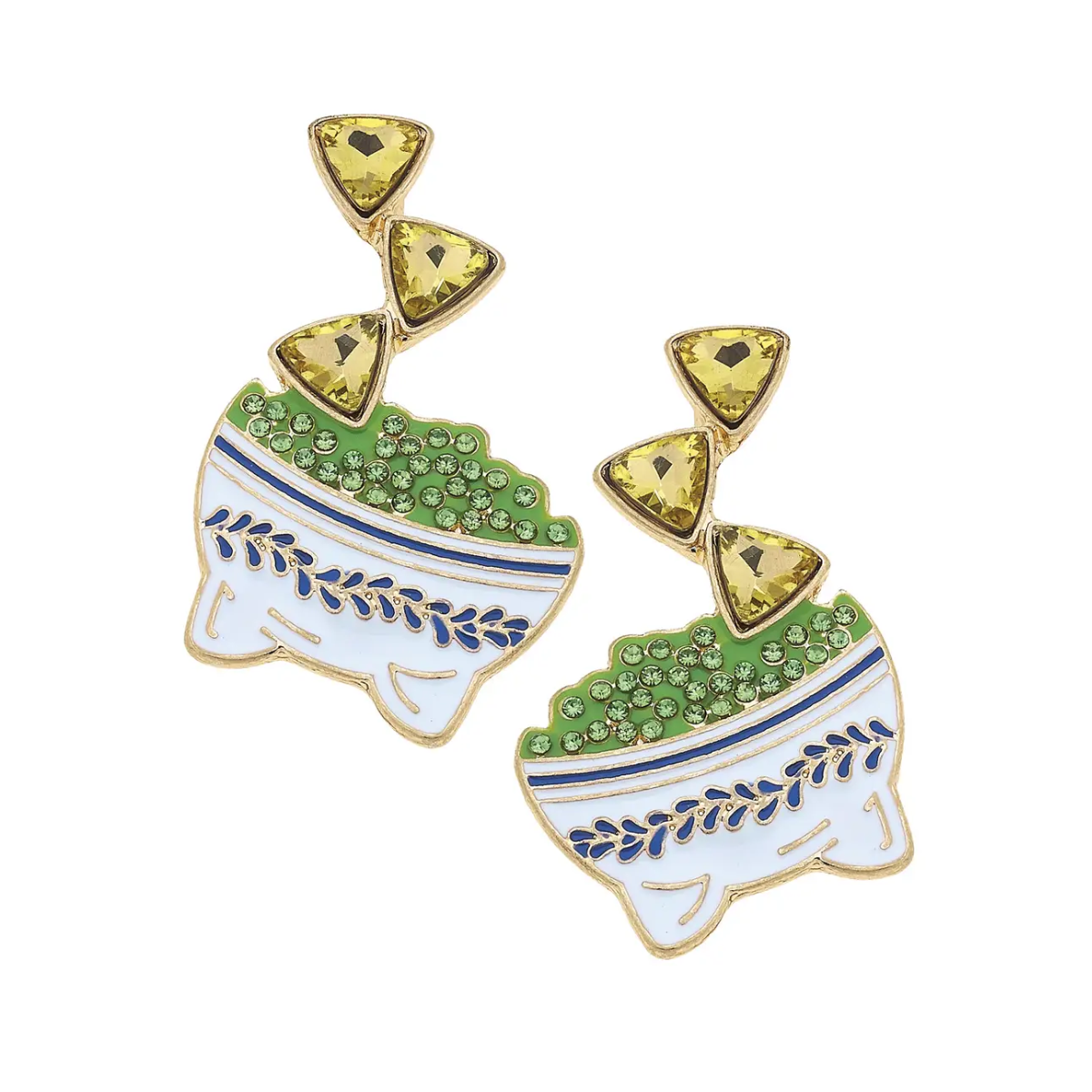 Rhinestone Chips & Guac Earrings