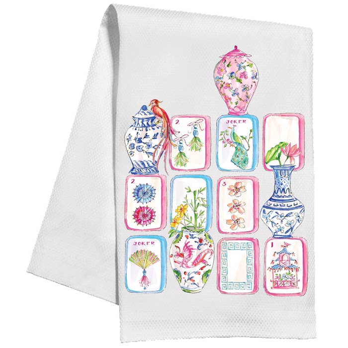 Mahjong Tiles & Ginger Jars Kitchen Towel