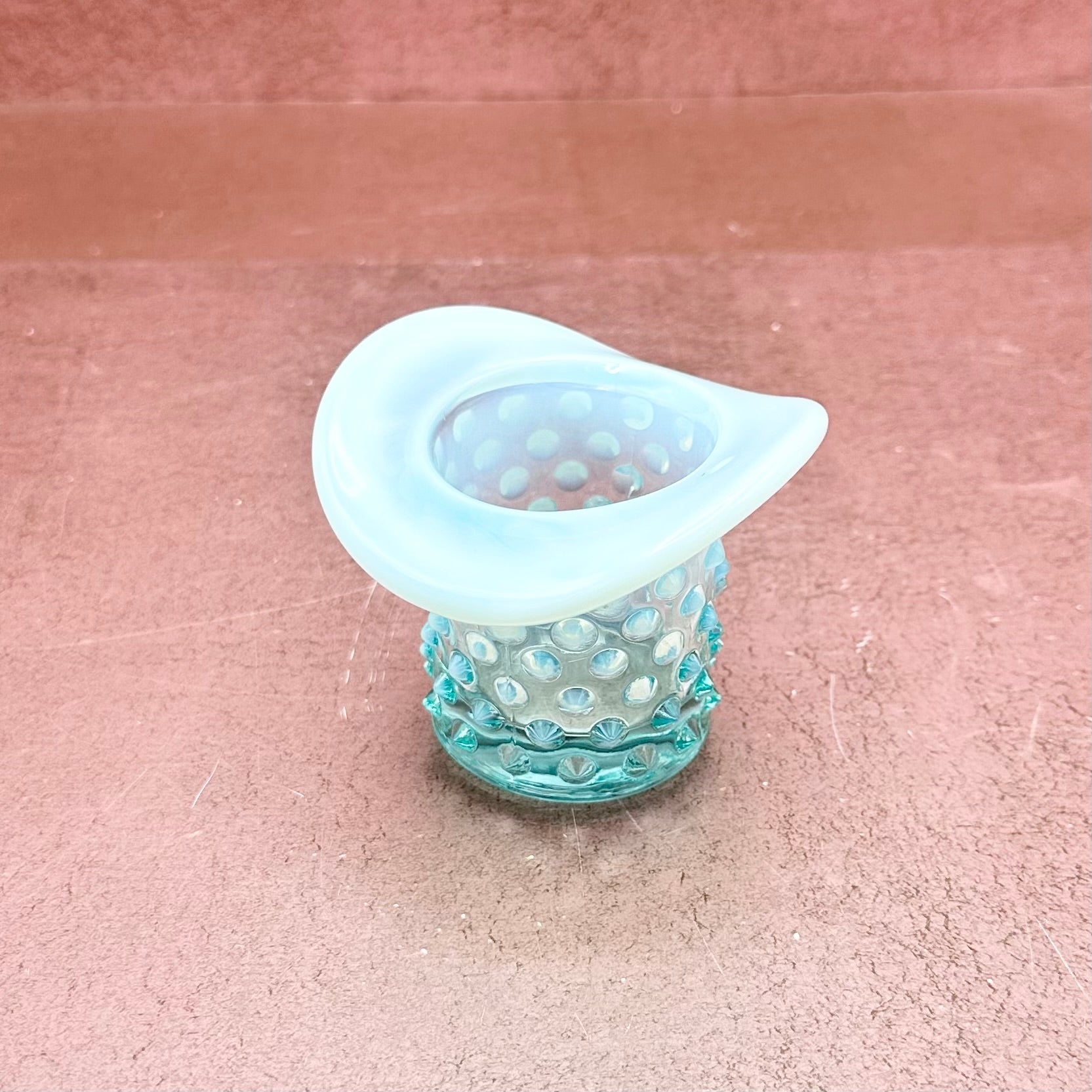 Pastel Aqua Hobnail Glass Hat