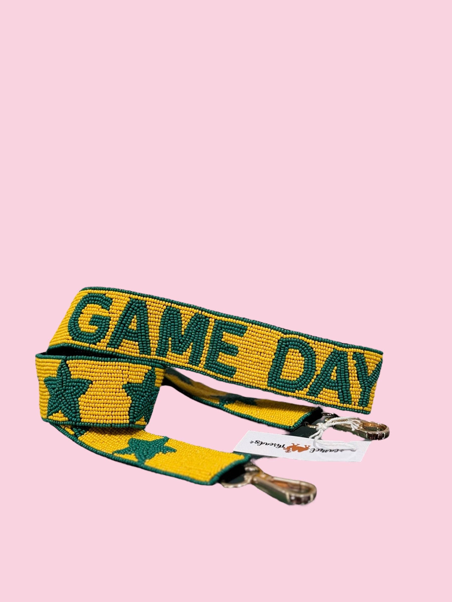 Green & Yellow Game Day Beaded Purse Strap