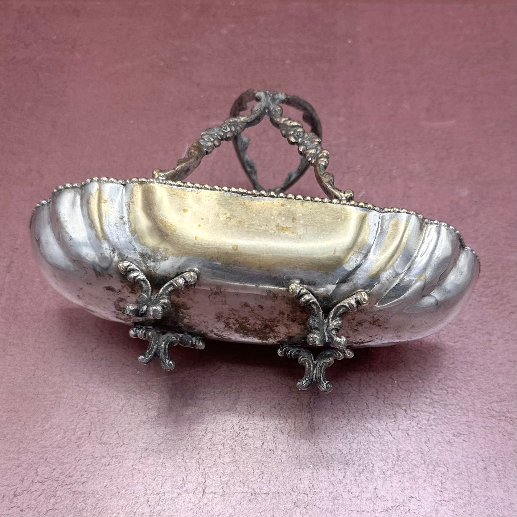 Vintage Footed Metal Basket