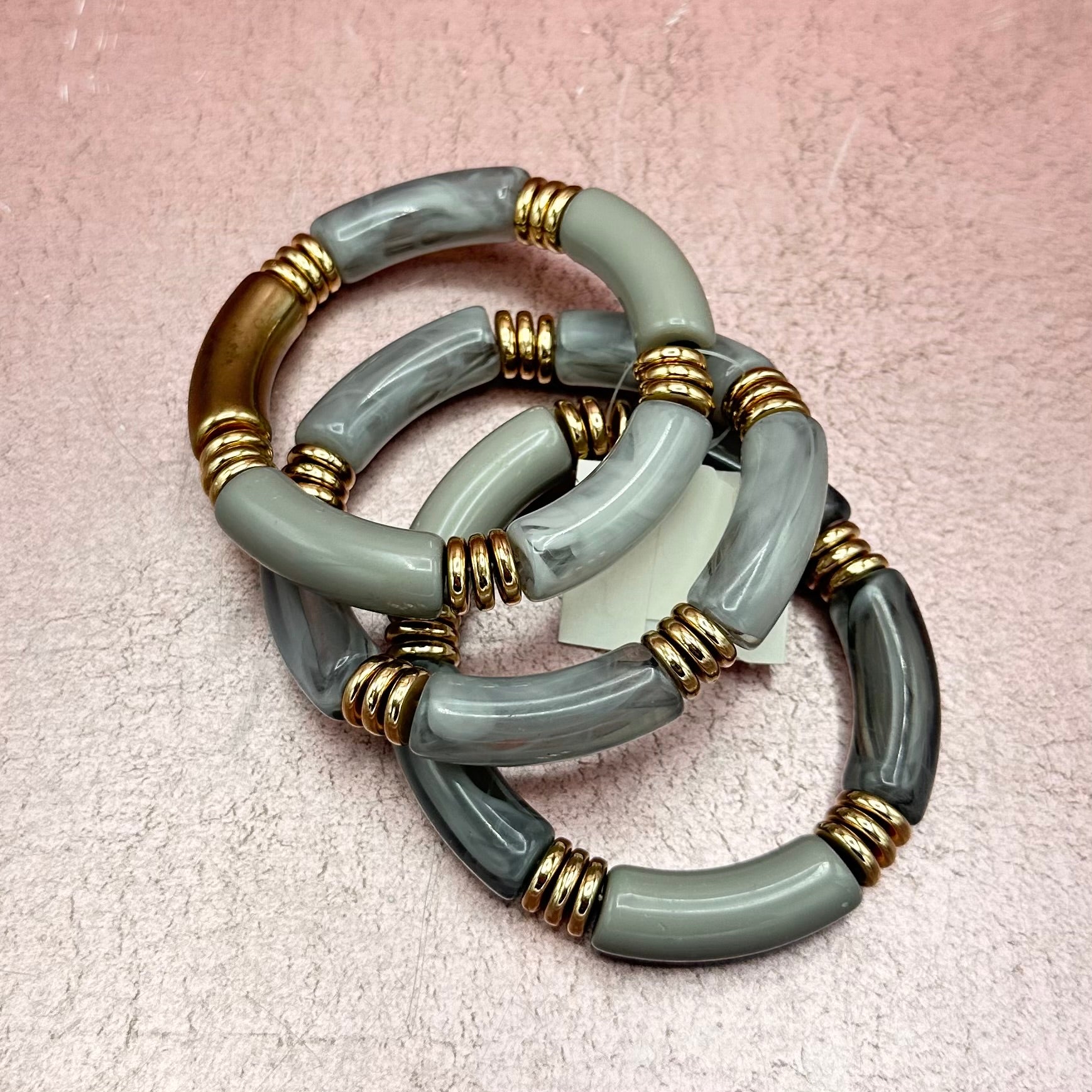 Acrylic Tube Stretch Bracelet Set of 3