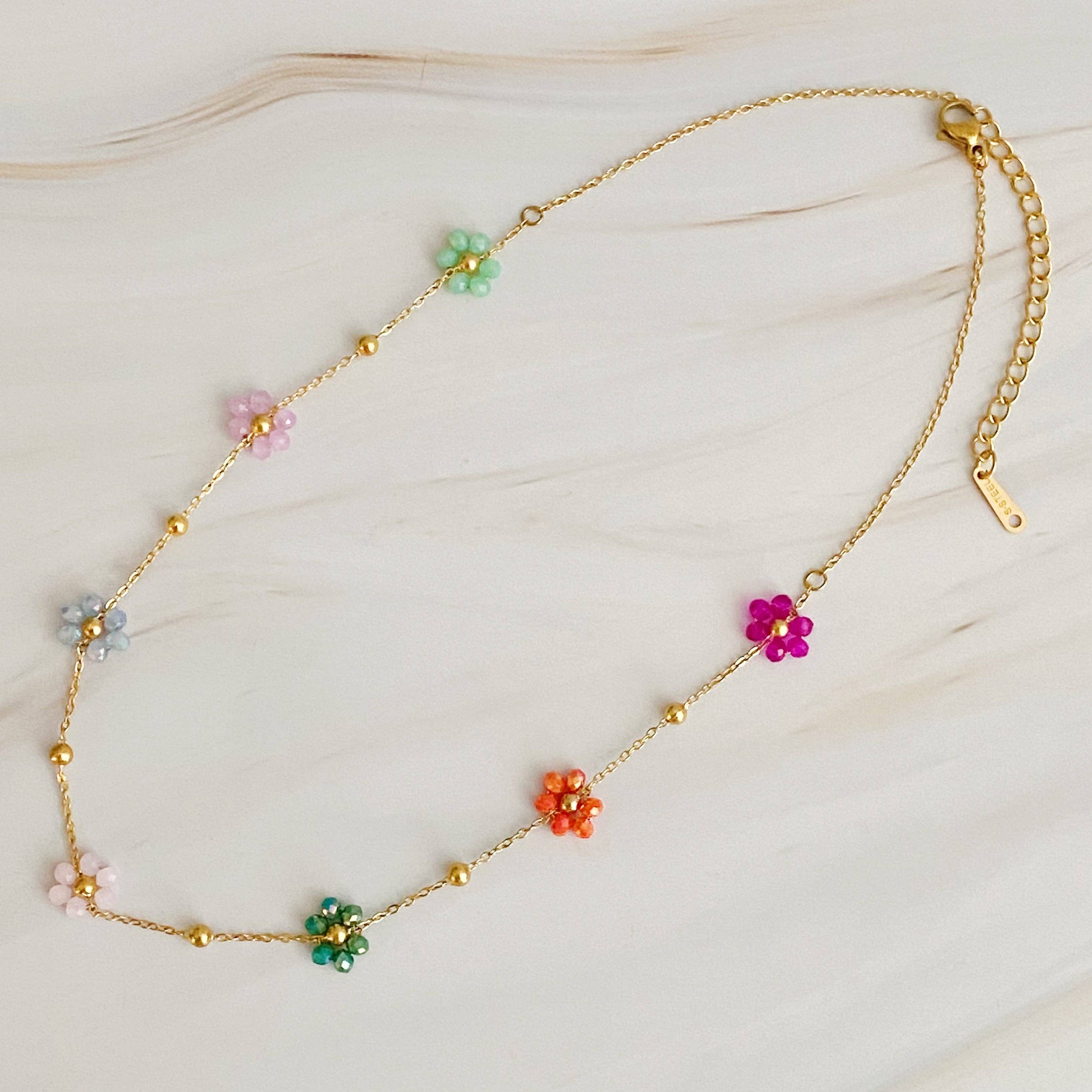 Flower Field Beaded Necklace
