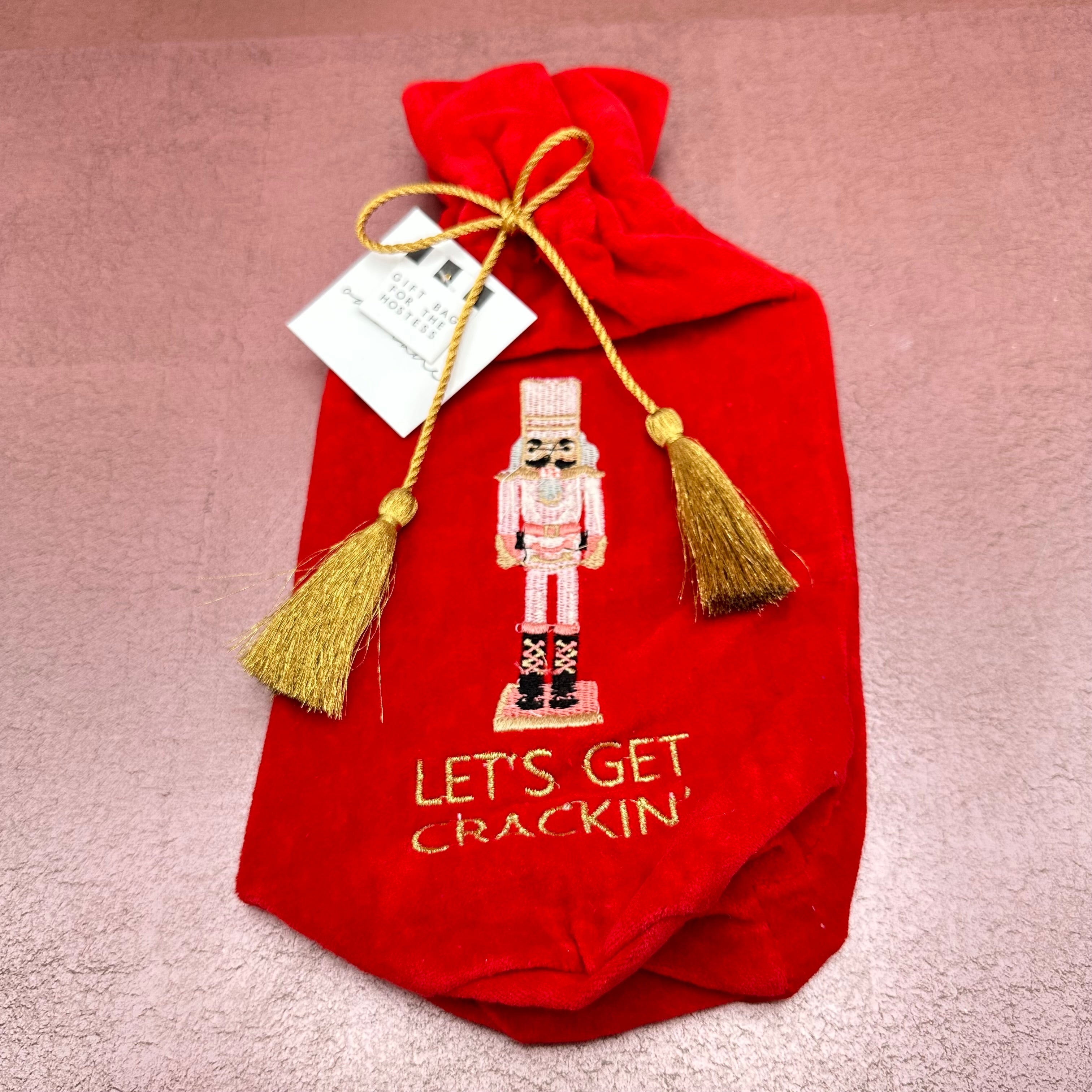Nutcracker Red Embroidered Wine Bag