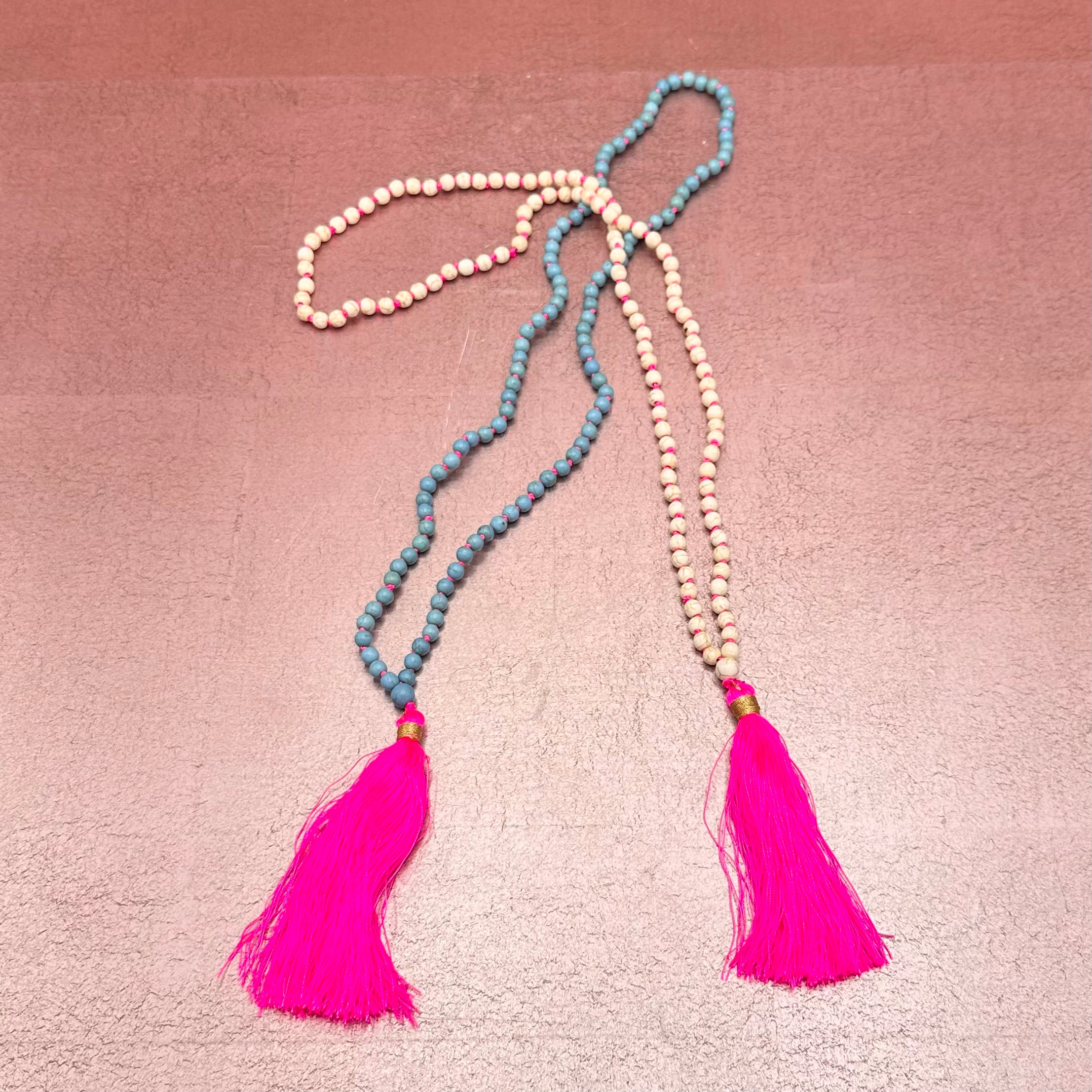 Bright Beaded Tassel Necklace