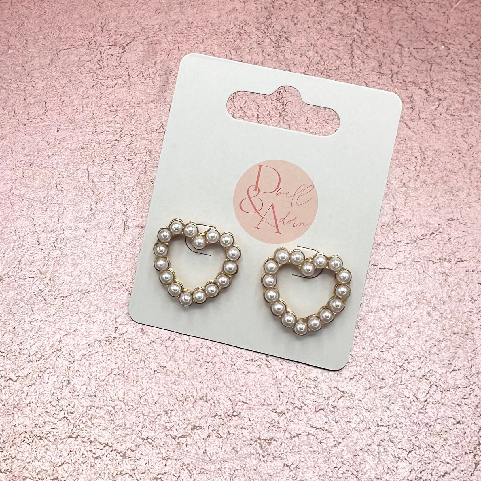 Pearl Outlined Heart Stud Earrings