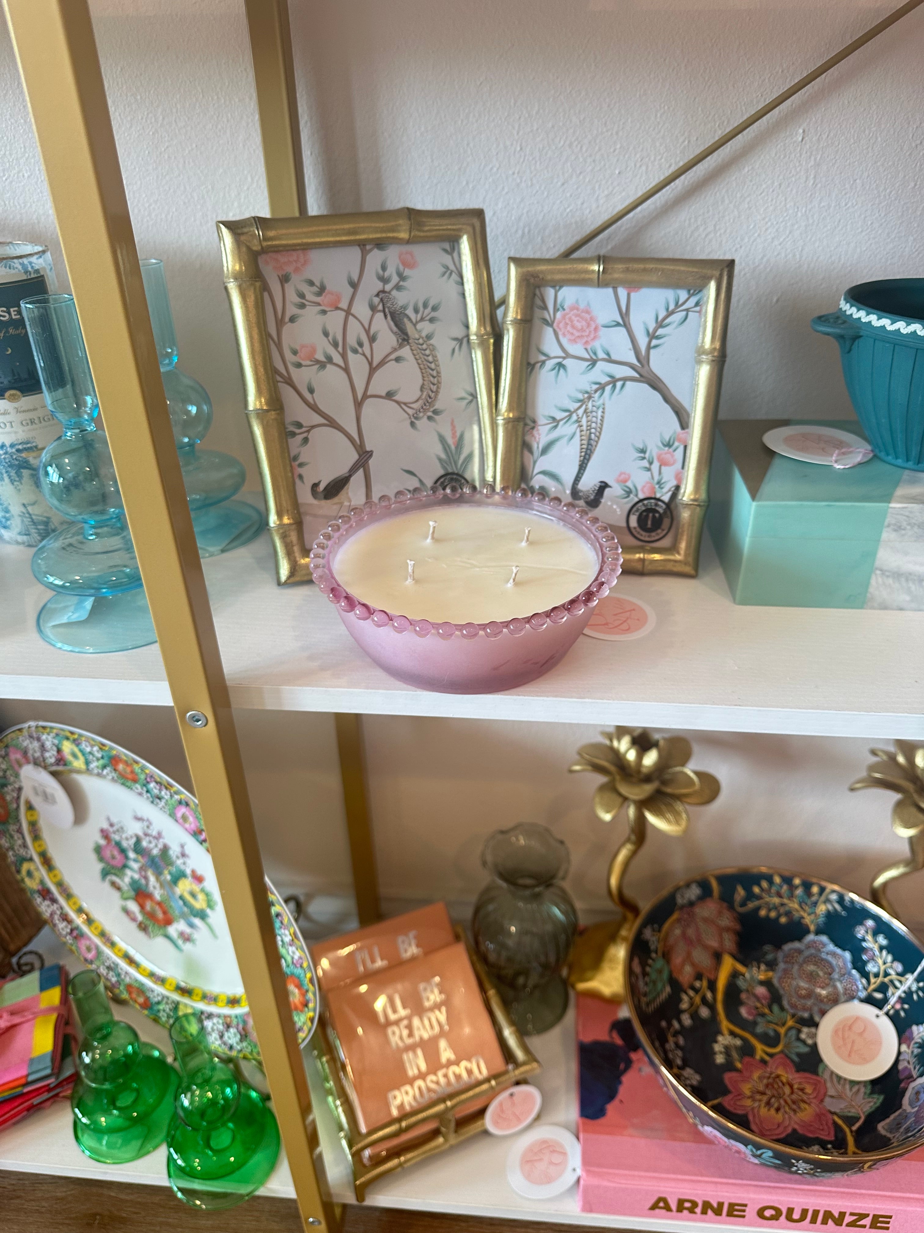 Frosted Pink Candlewick Bowl Candle