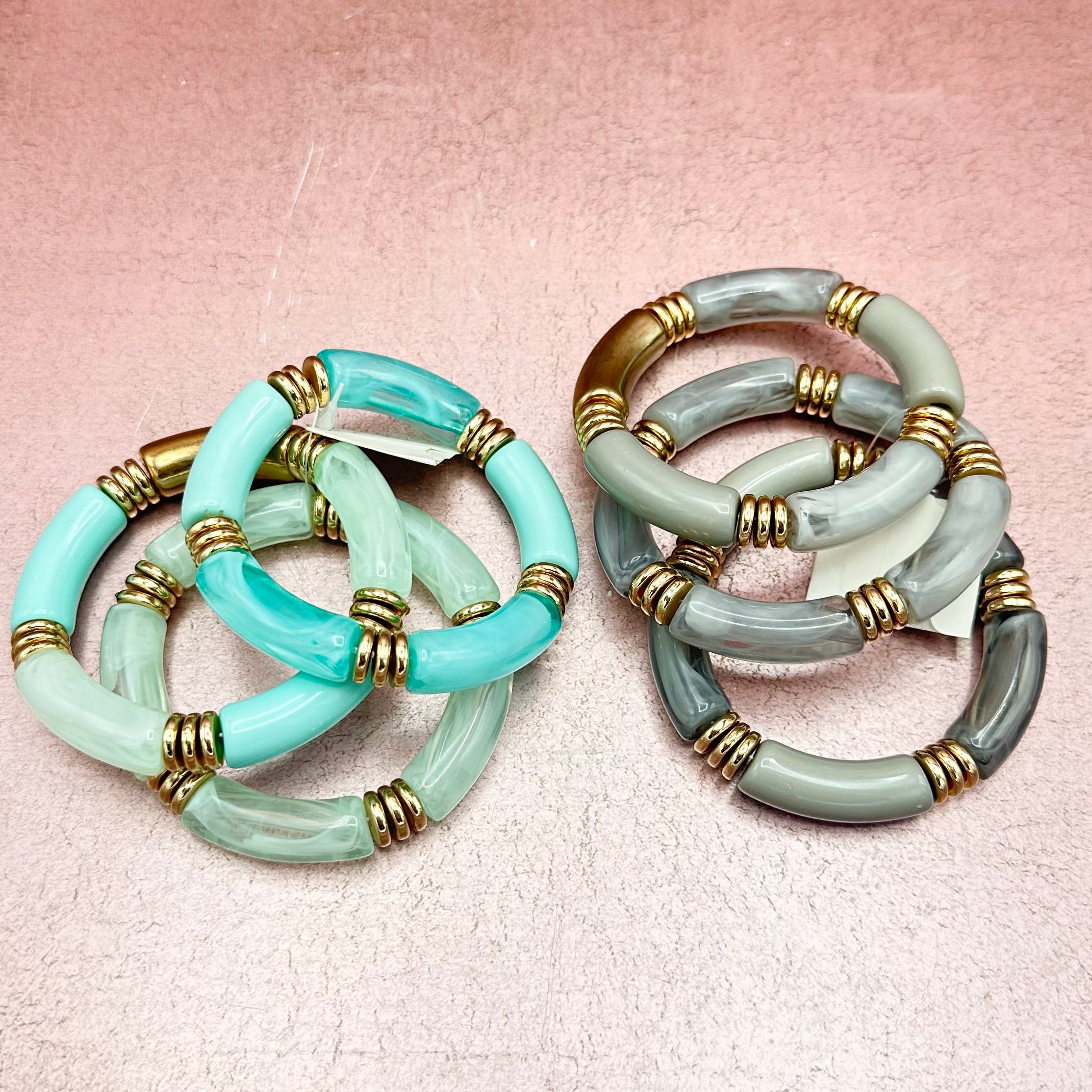 Acrylic Tube Stretch Bracelet Set of 3