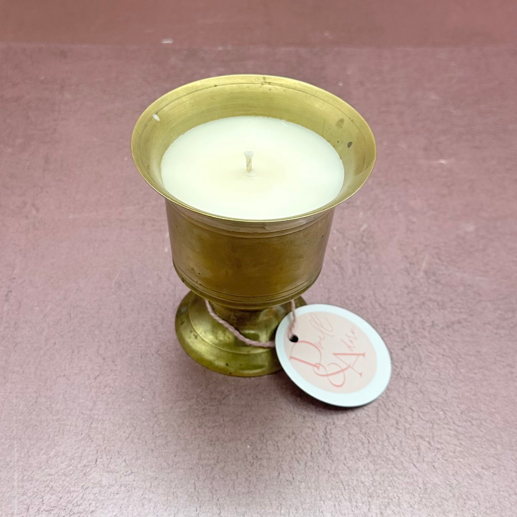 Vintage Brass Pedestal Cup Candle