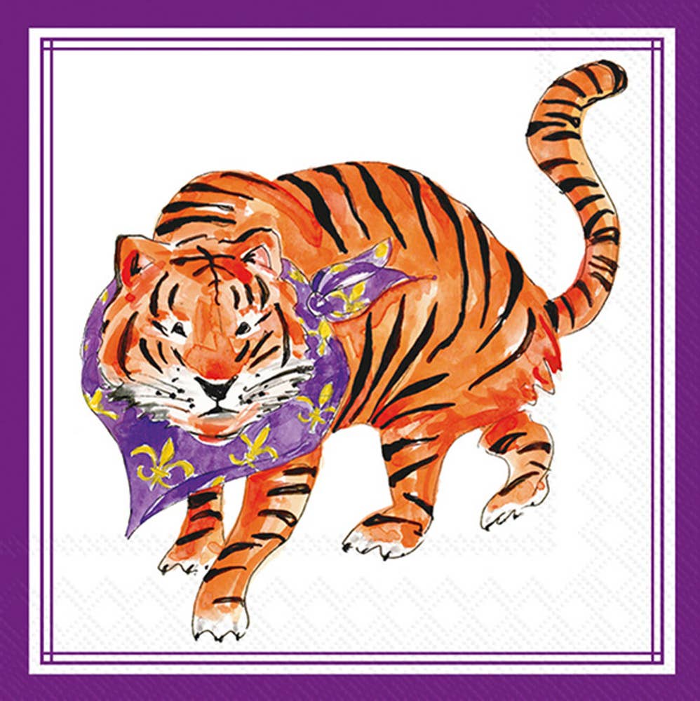 Tiger Purple Paper Cocktail Napkins