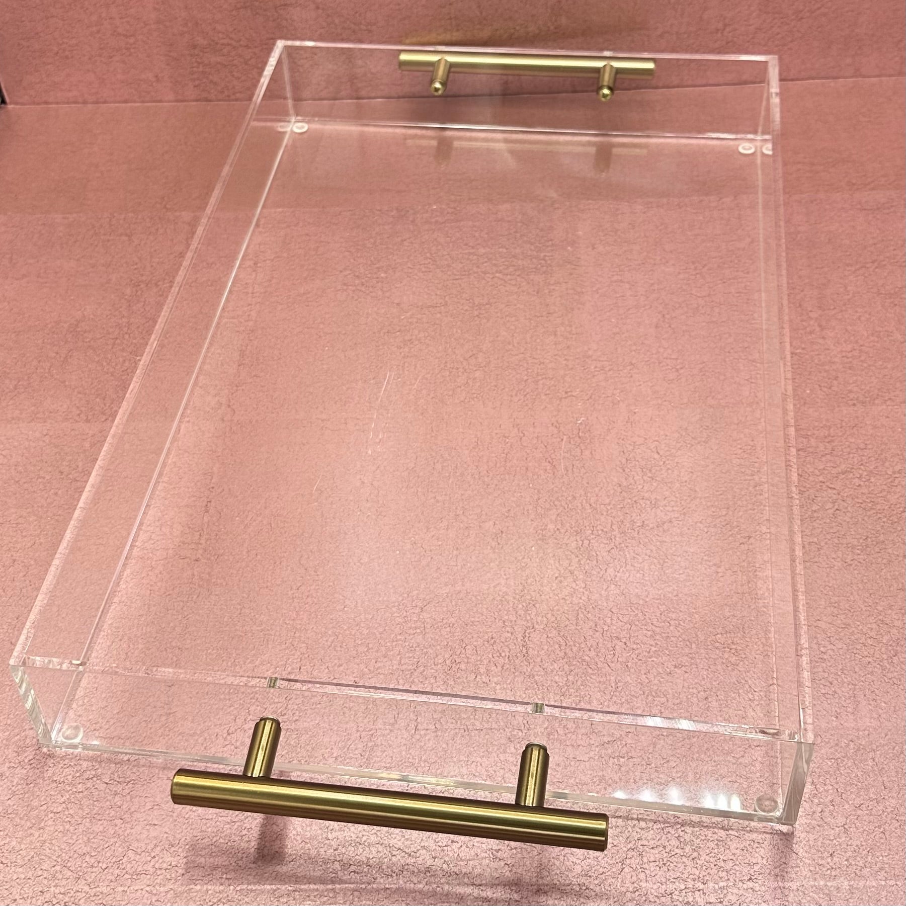 Acrylic Serving Tray w/ Gold Handles