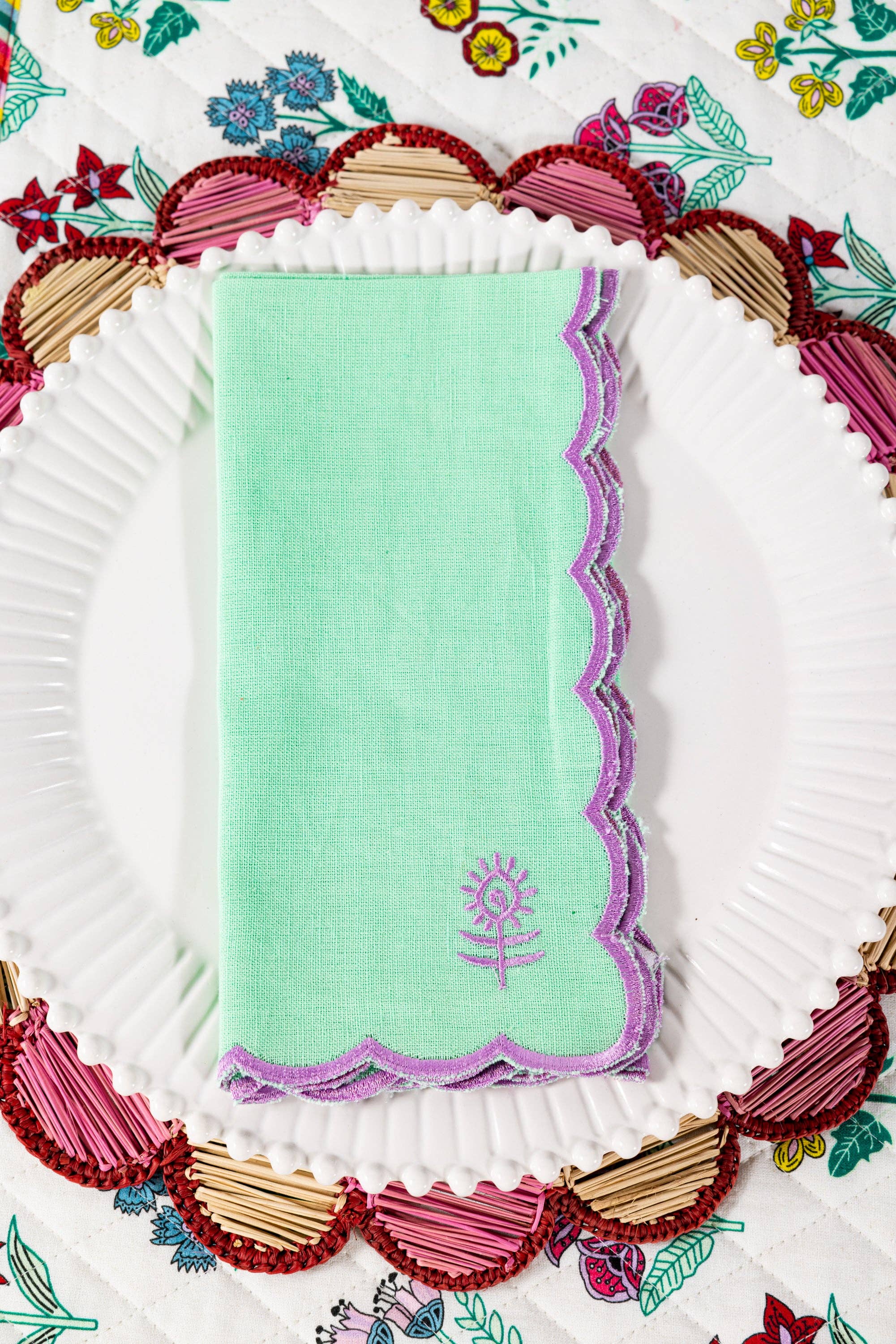 Icon Linen Napkins Set of 4 - Mint + Lilac
