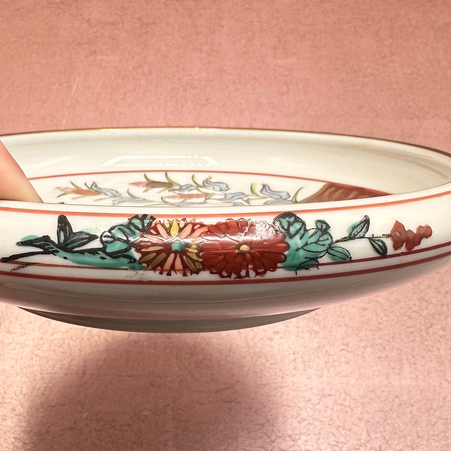 Gold Imari Hand Painted Shallow Bowl