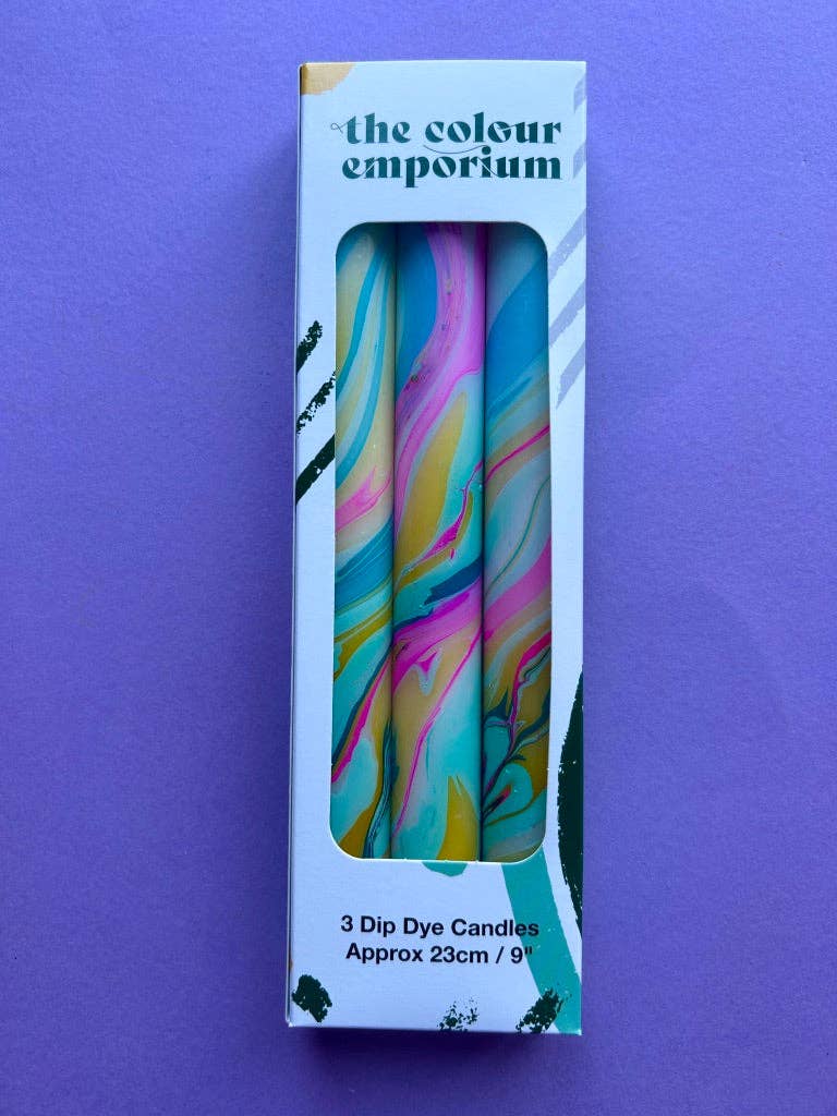 Colorful Marbled Dinner Candles