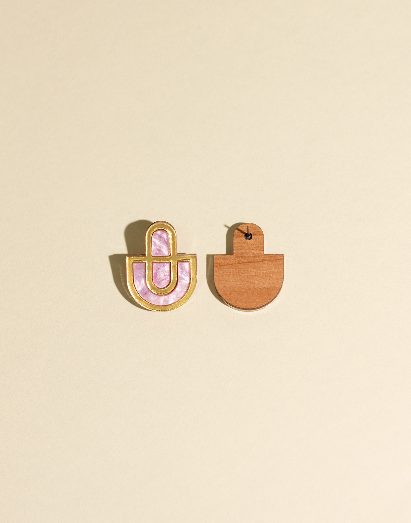 Devin 2 Pink Gold Acrylic Stud Earrings